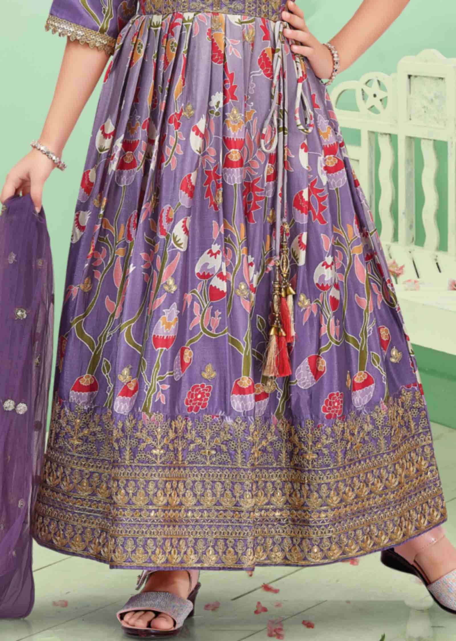 Purple Chinnon Anarkali