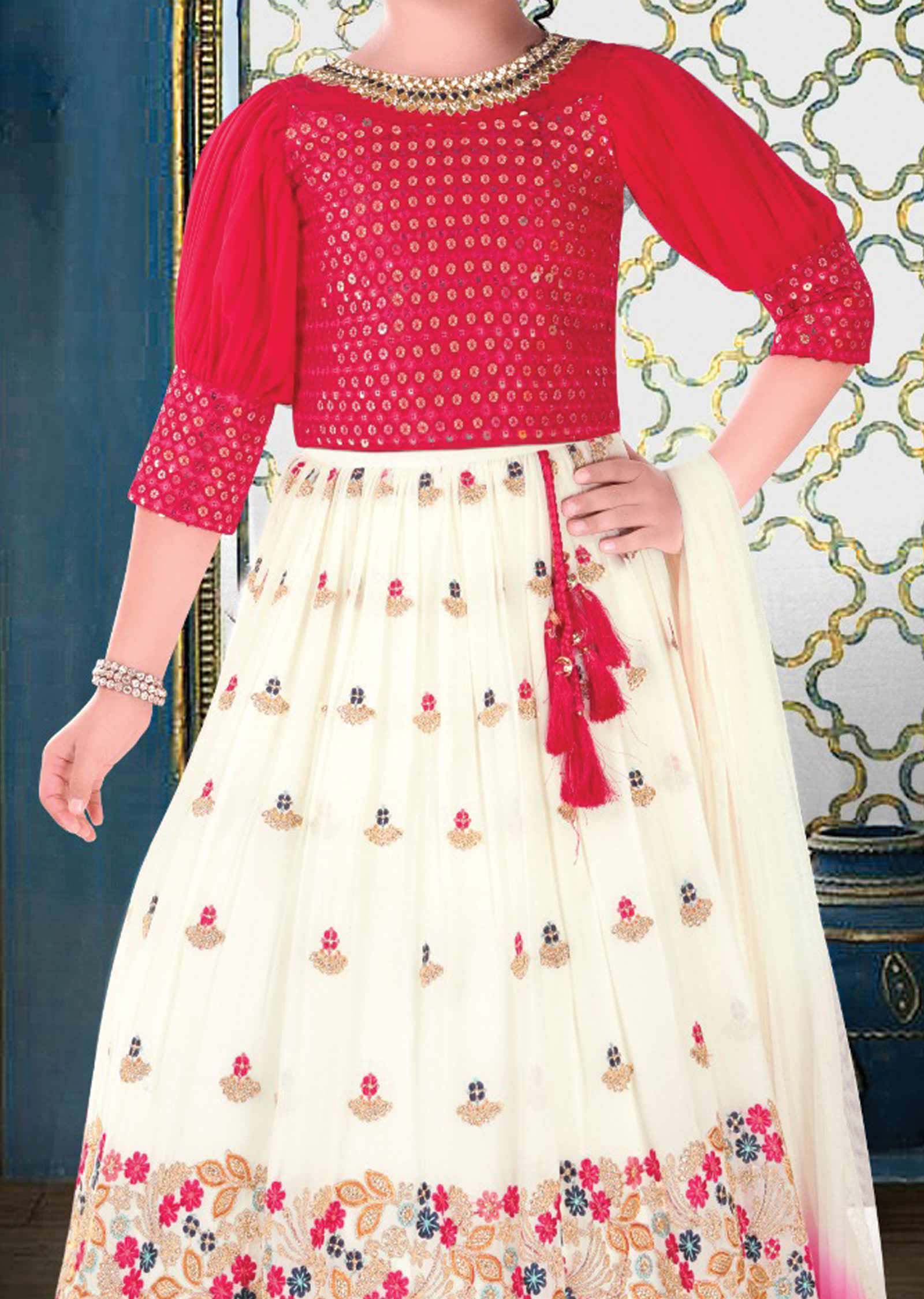 Pink Georgette Kids Lehenga