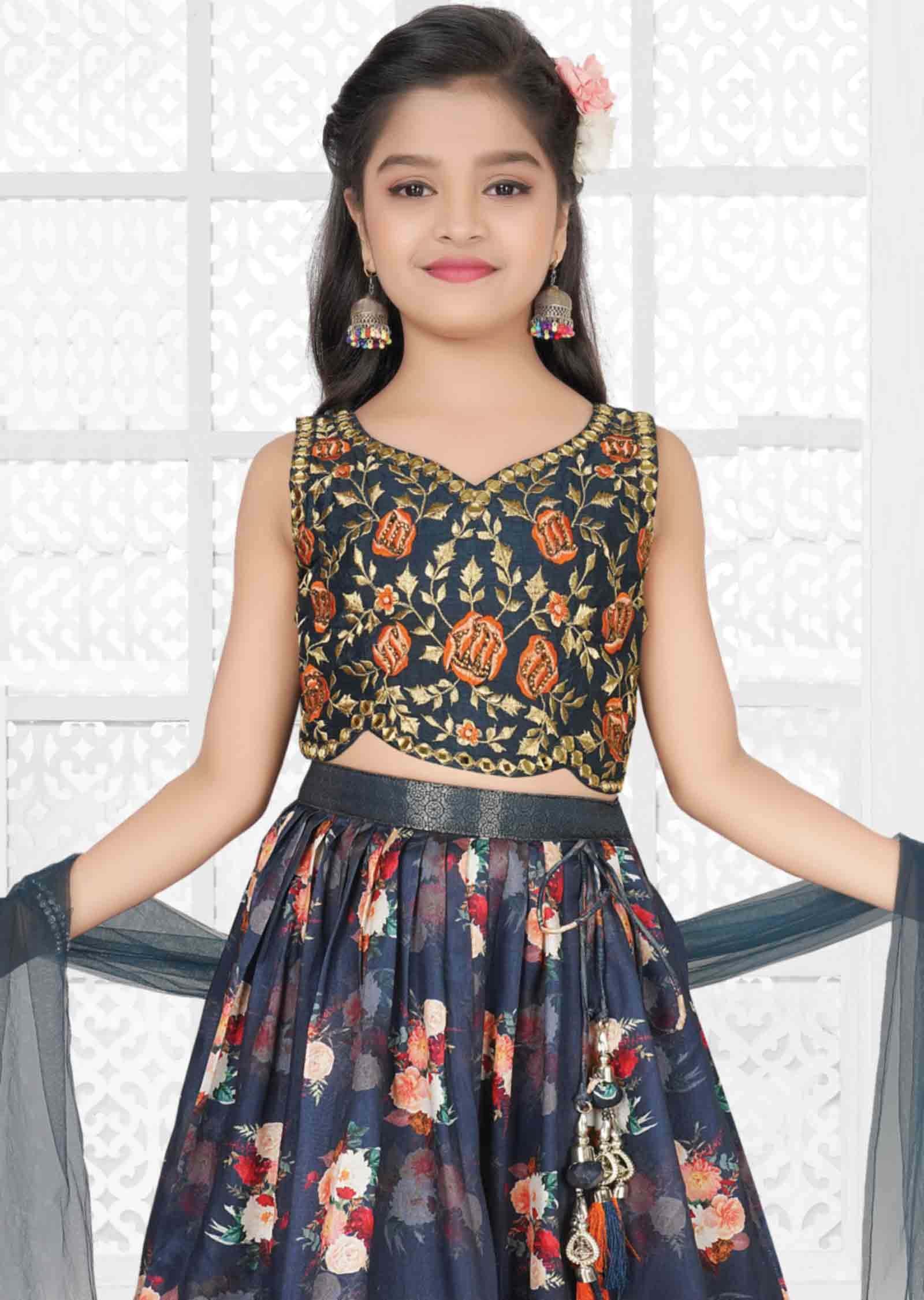 Green Silk Kids Lehengas