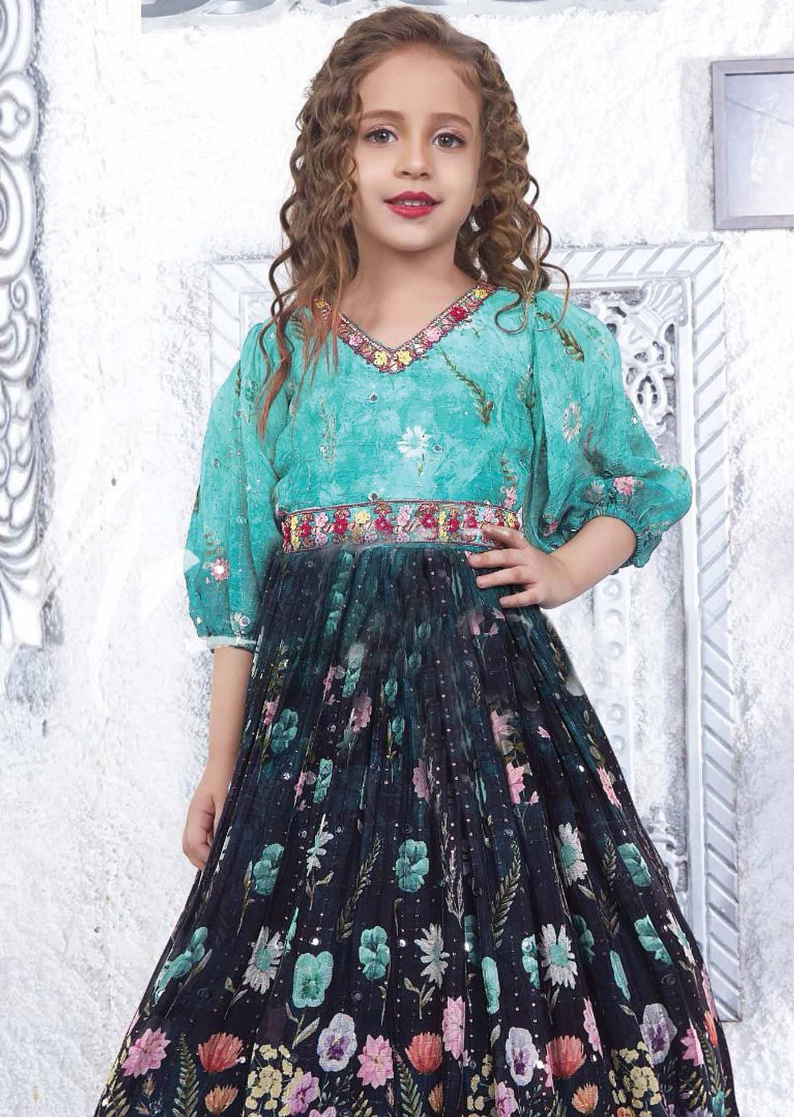 Green Chinnon Kids Gown