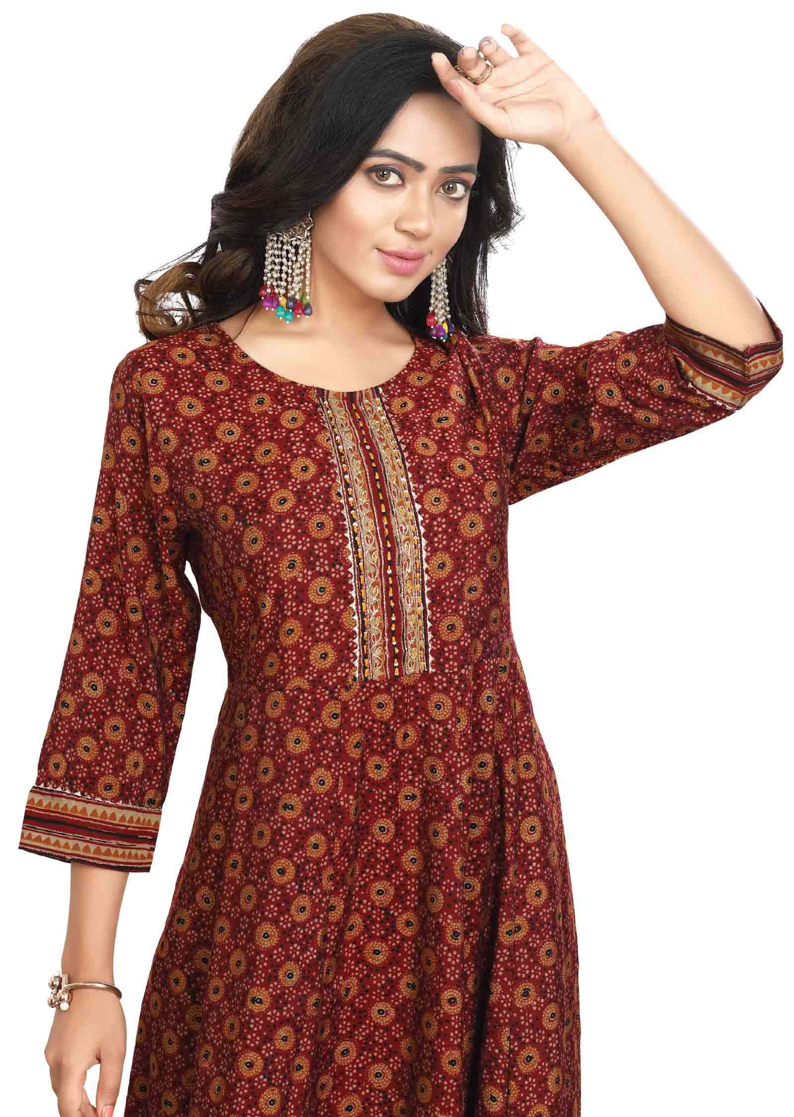 Maroon Muslin Sequins & Cutdana work Anarkali