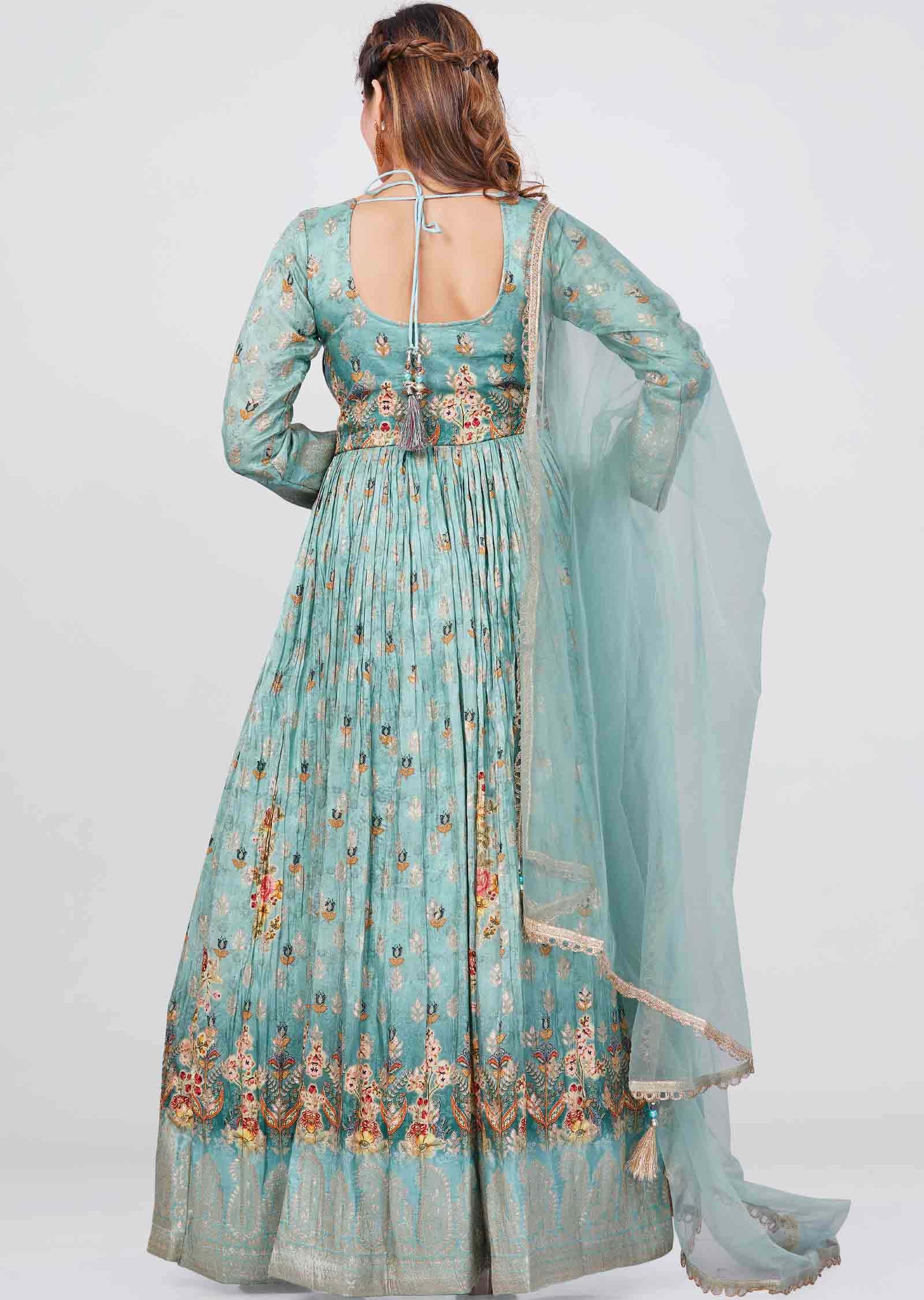 Green Banaras Anarkali