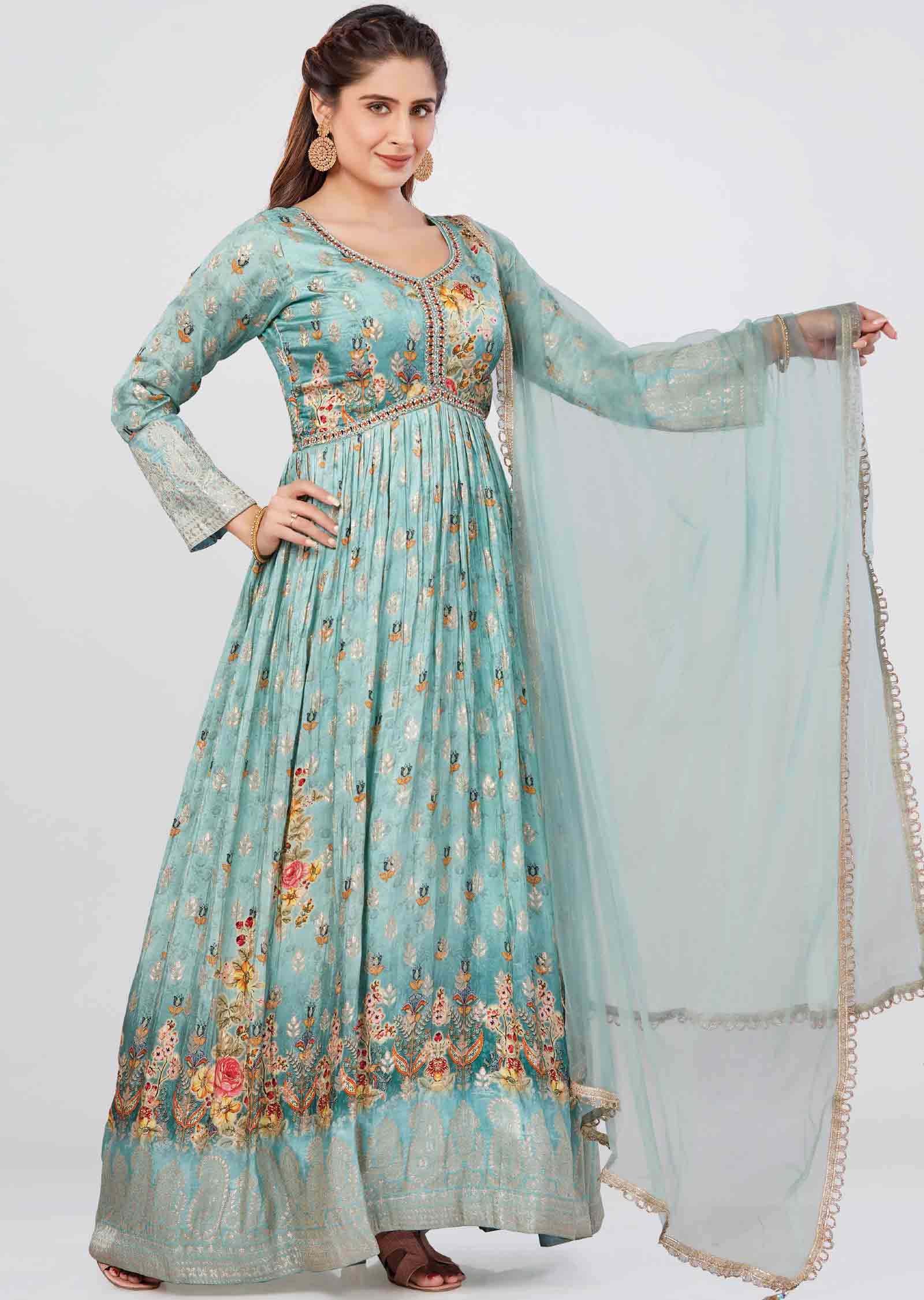 Green Banaras Anarkali