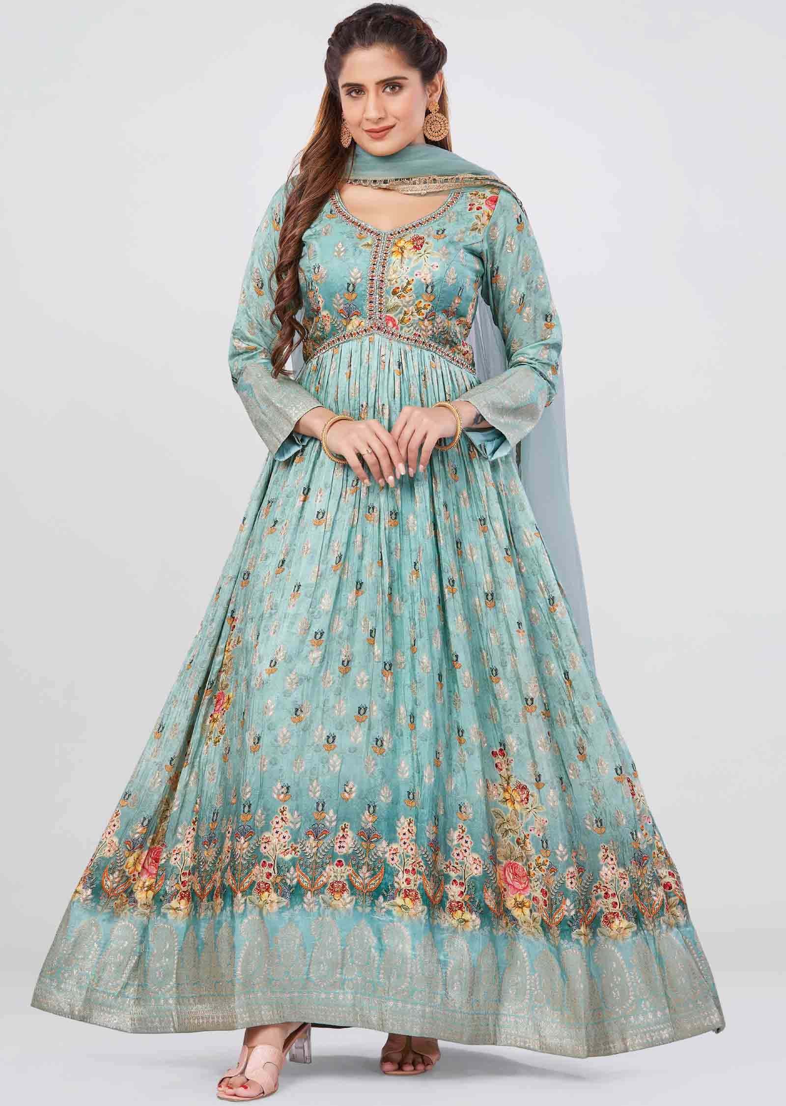 Green Banaras Anarkali