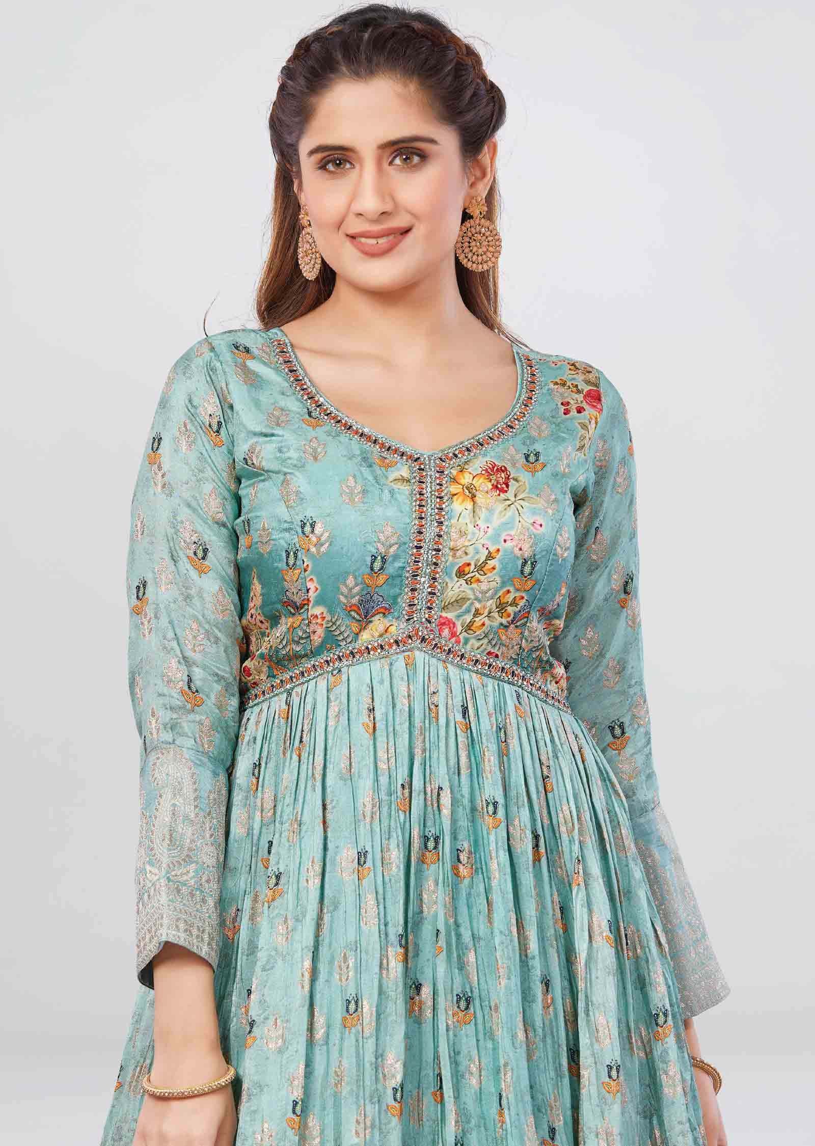 Green Banaras Anarkali