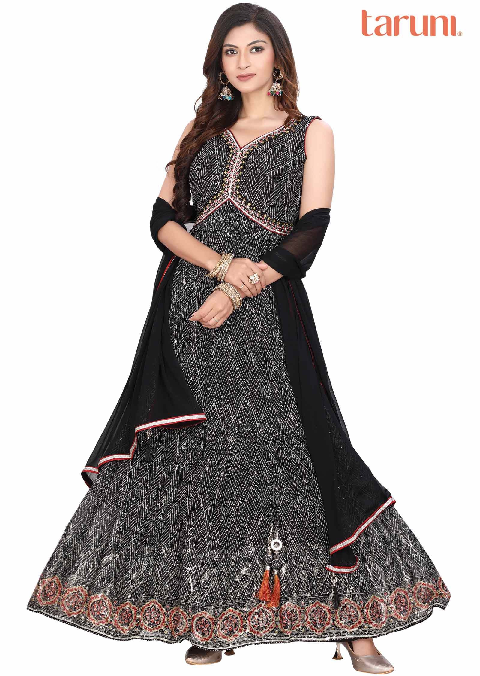 Black Georgette Zardosi & Embroidered Anarkali