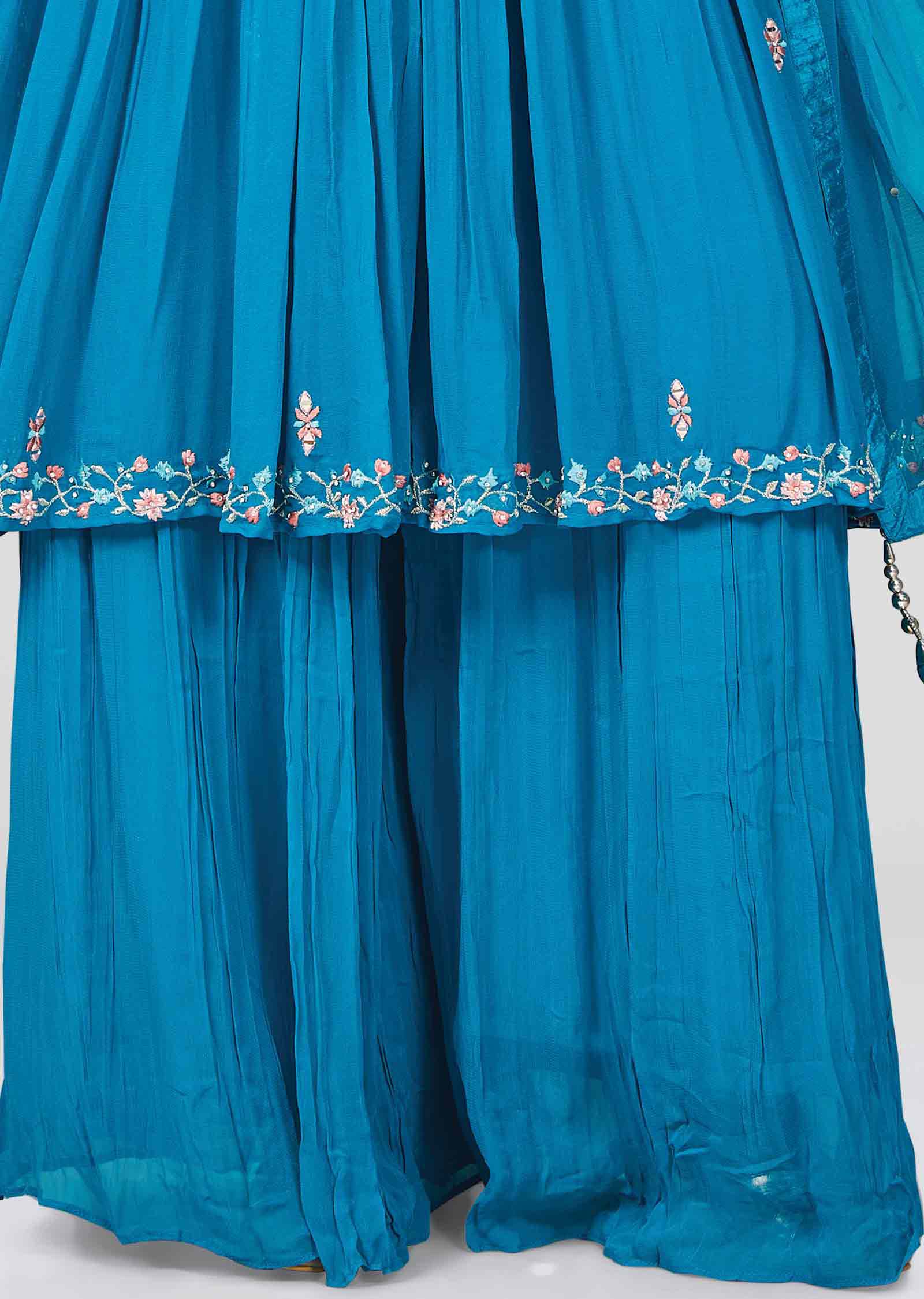 Rama Blue Georgette Zardosi & Embroidered Anarkali