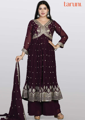 Magenta Georgette Zardosi & Embroidered Anarkali