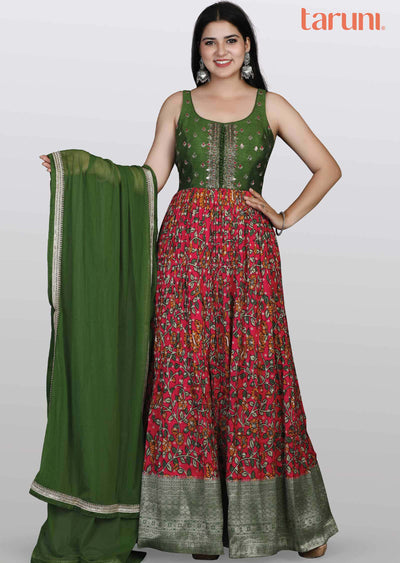 Green Banaras Silk Anarkali