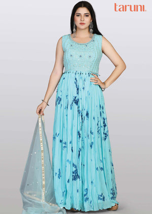 Sky Blue Georgette Zardosi & Embroidered Anarkali