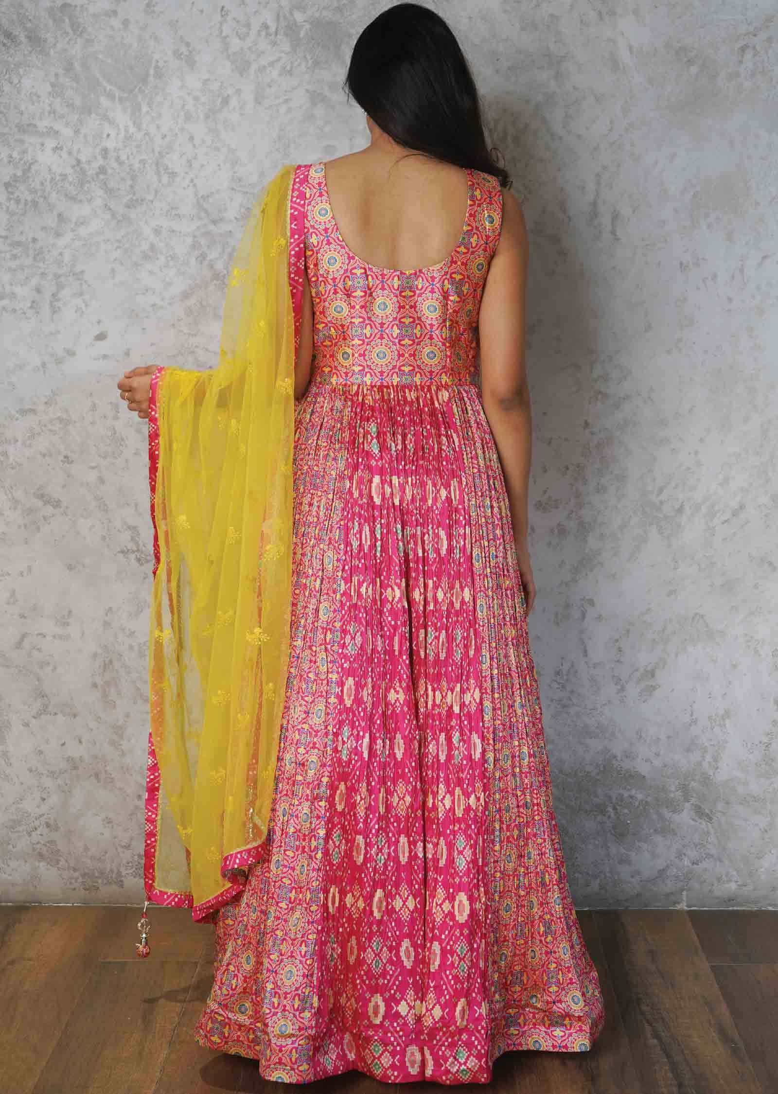 Rani Silk Embroidered Anarkali