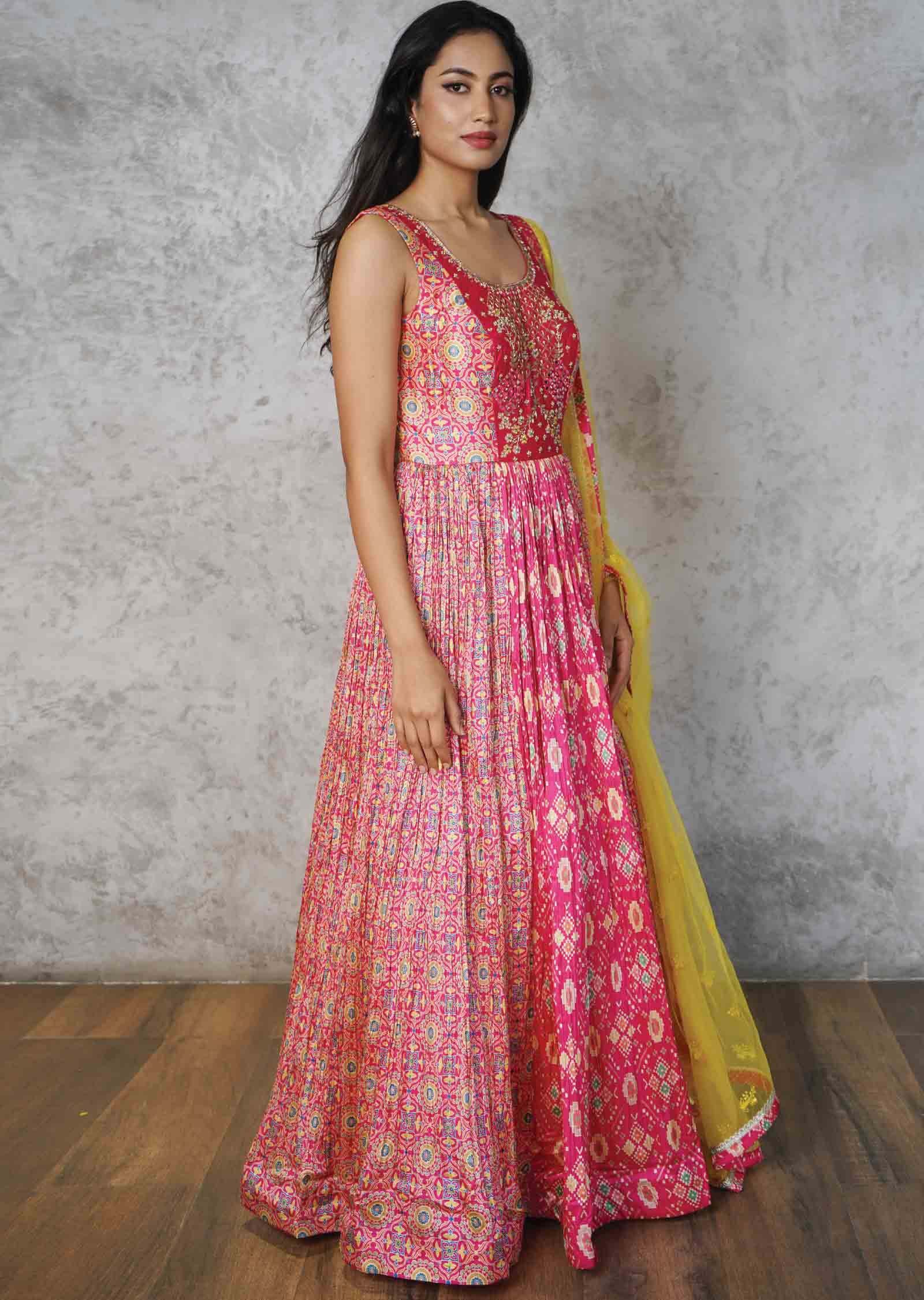 Rani Silk Embroidered Anarkali