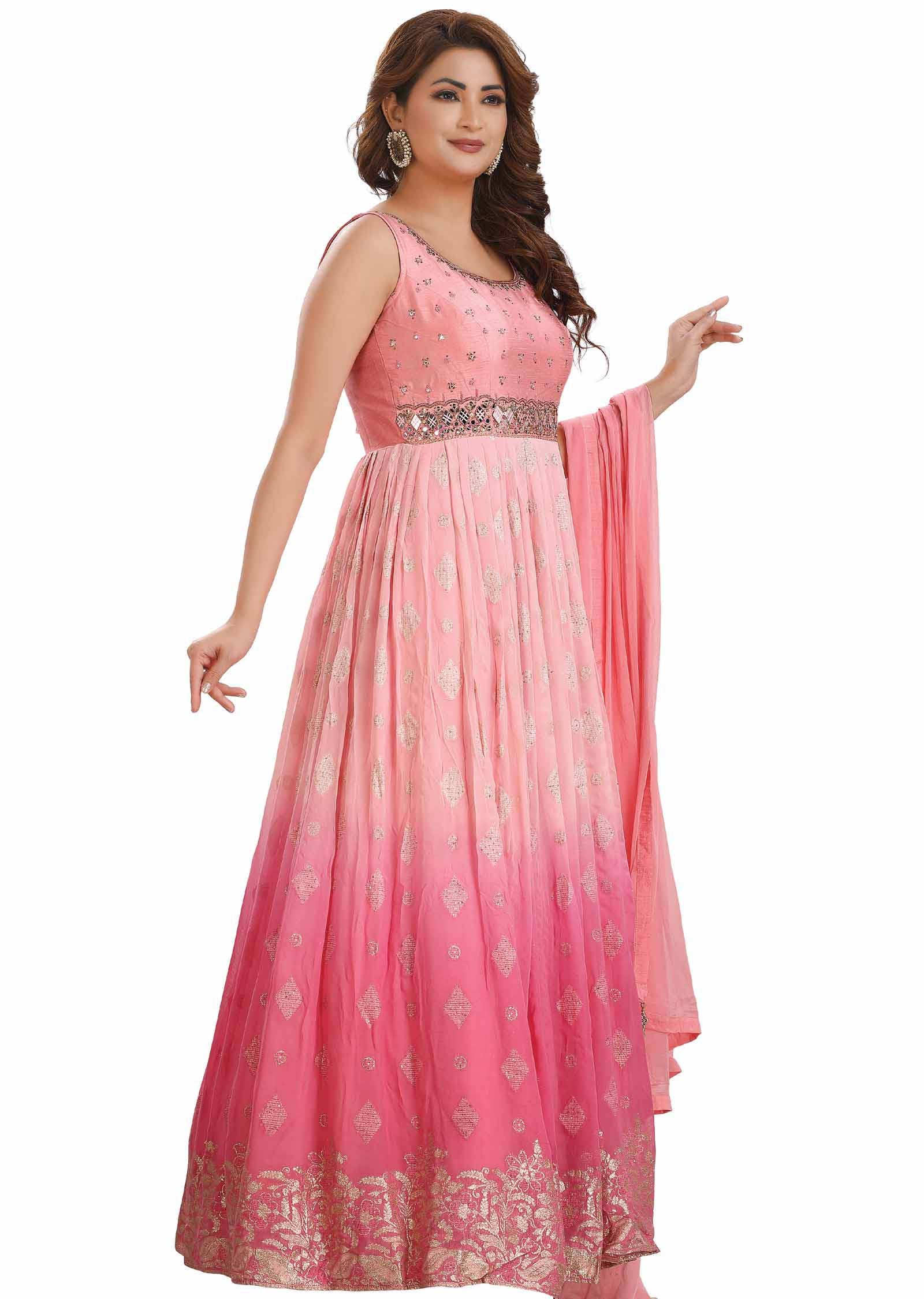 Light Pink Georgette Embroidered Anarkali