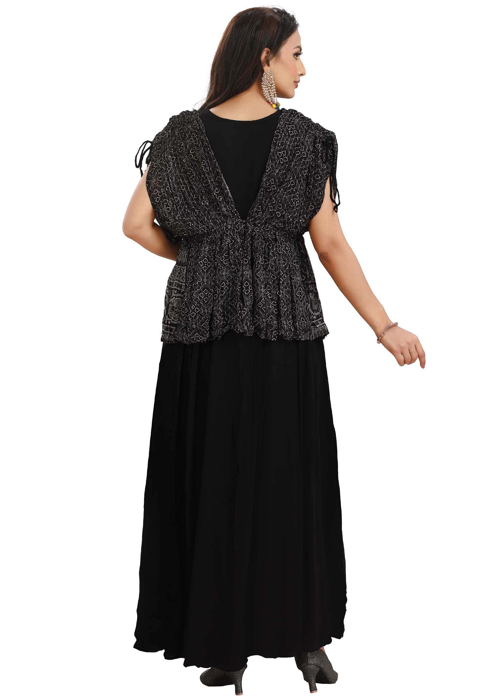 Black Georgette Fusion Indo-Western Outfit