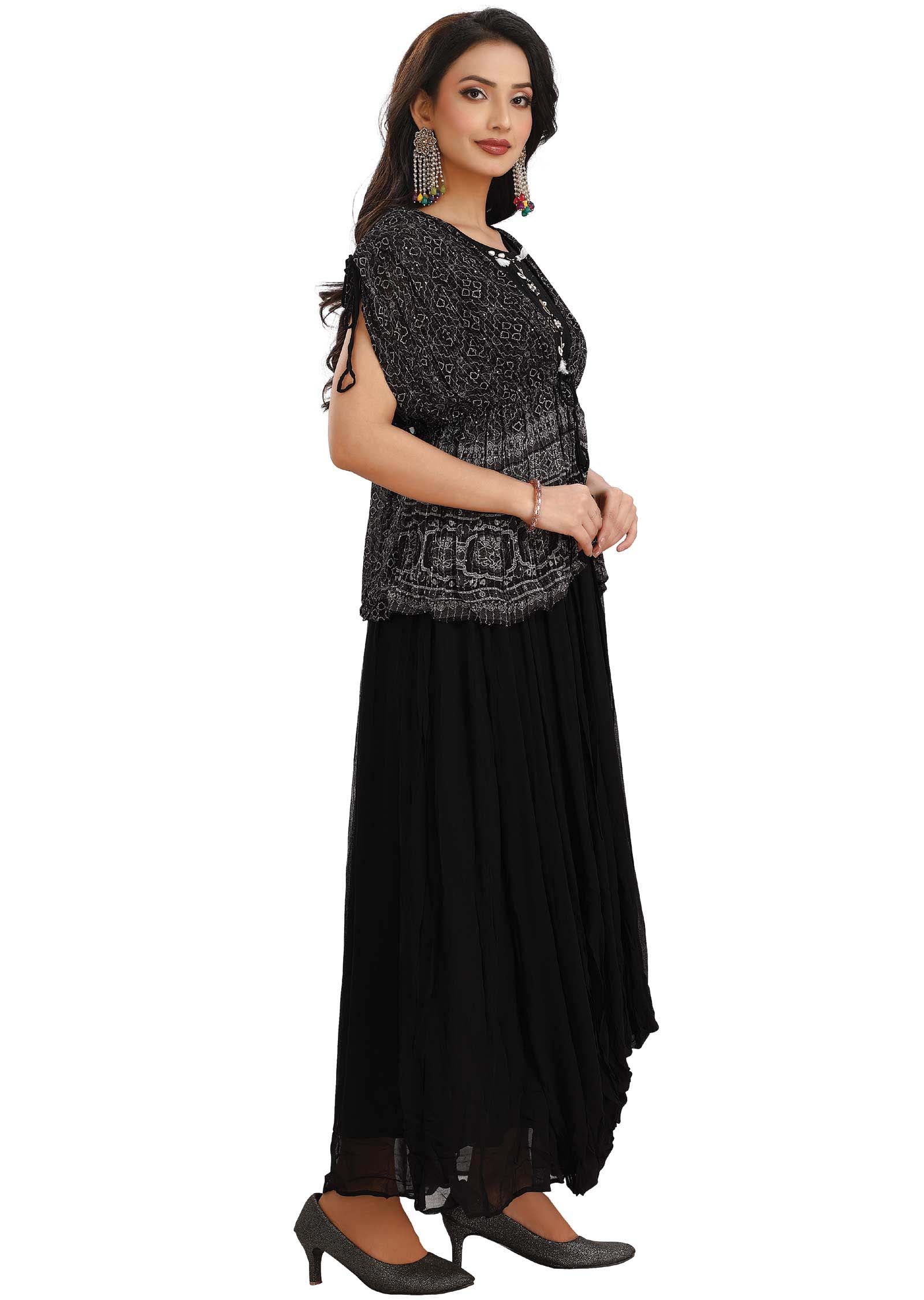 Black Georgette Fusion Indo-Western Outfit