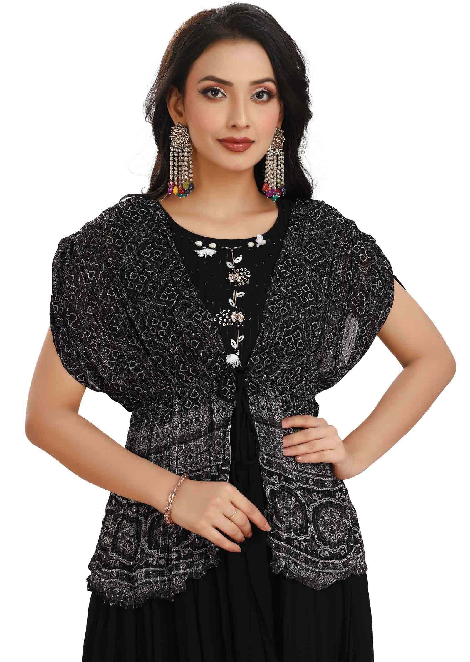 Black Georgette Fusion Indo-Western Outfit