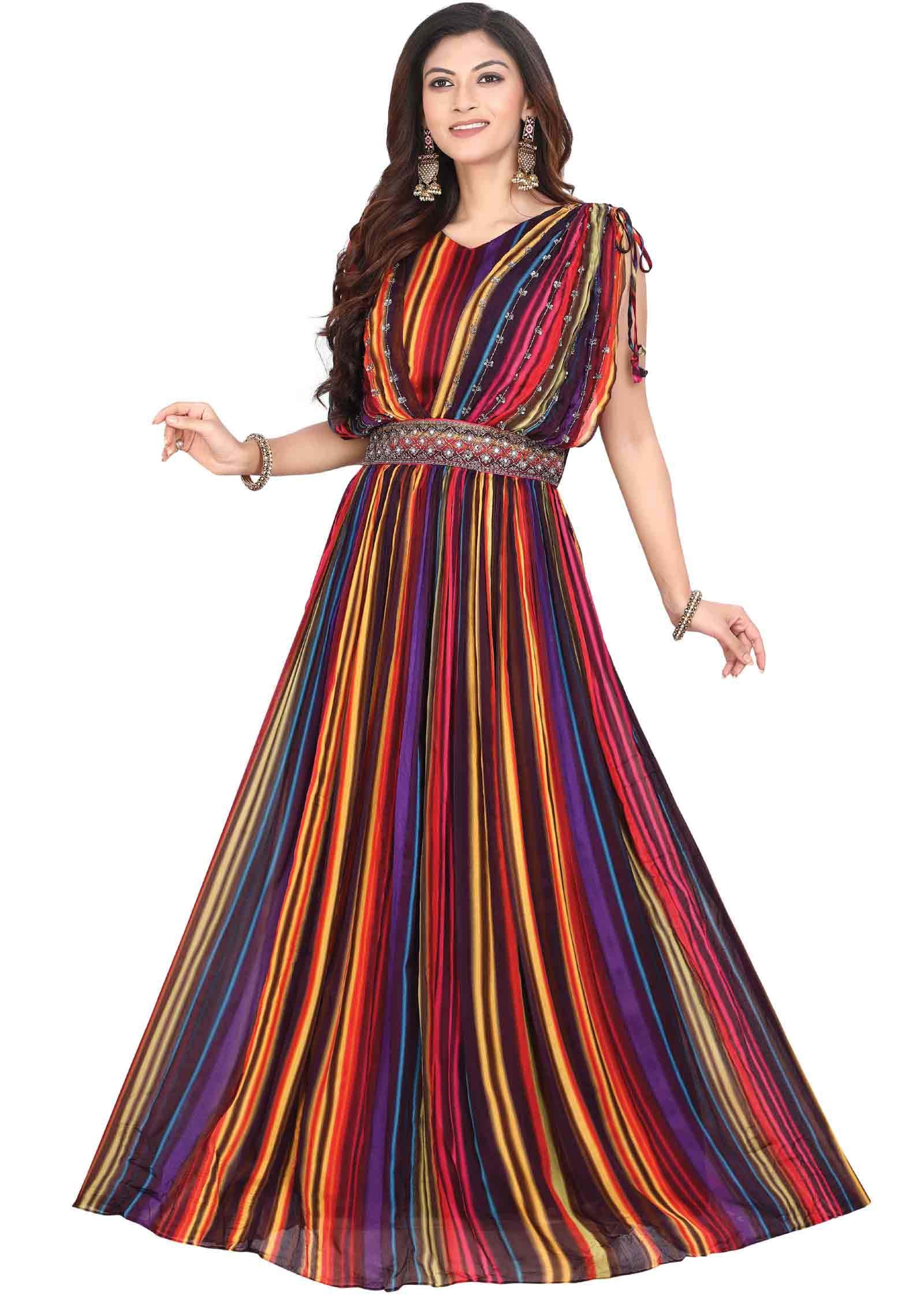 Multo color Chinnon Mirror work Gown