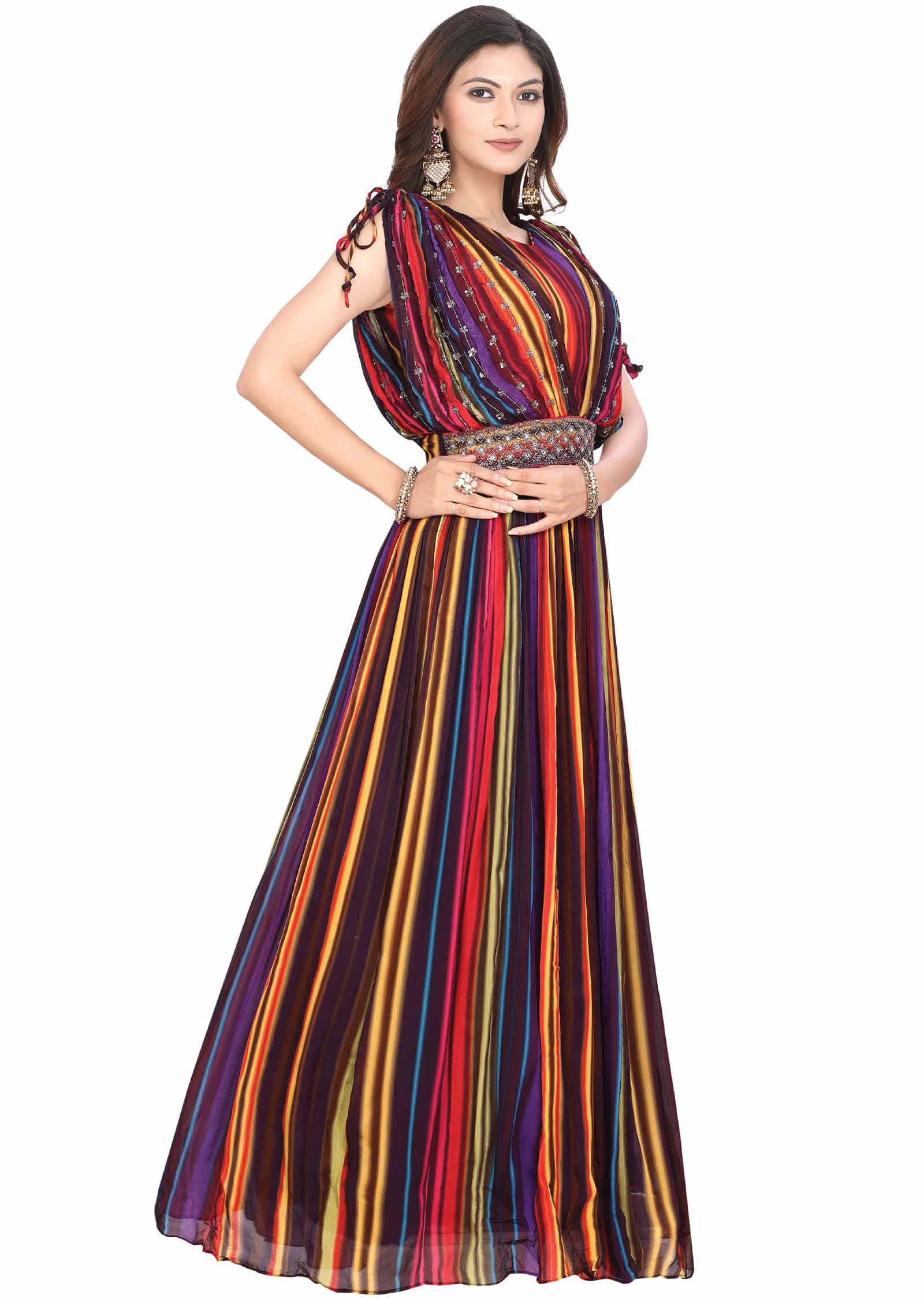 Multo color Chinnon Mirror work Gown