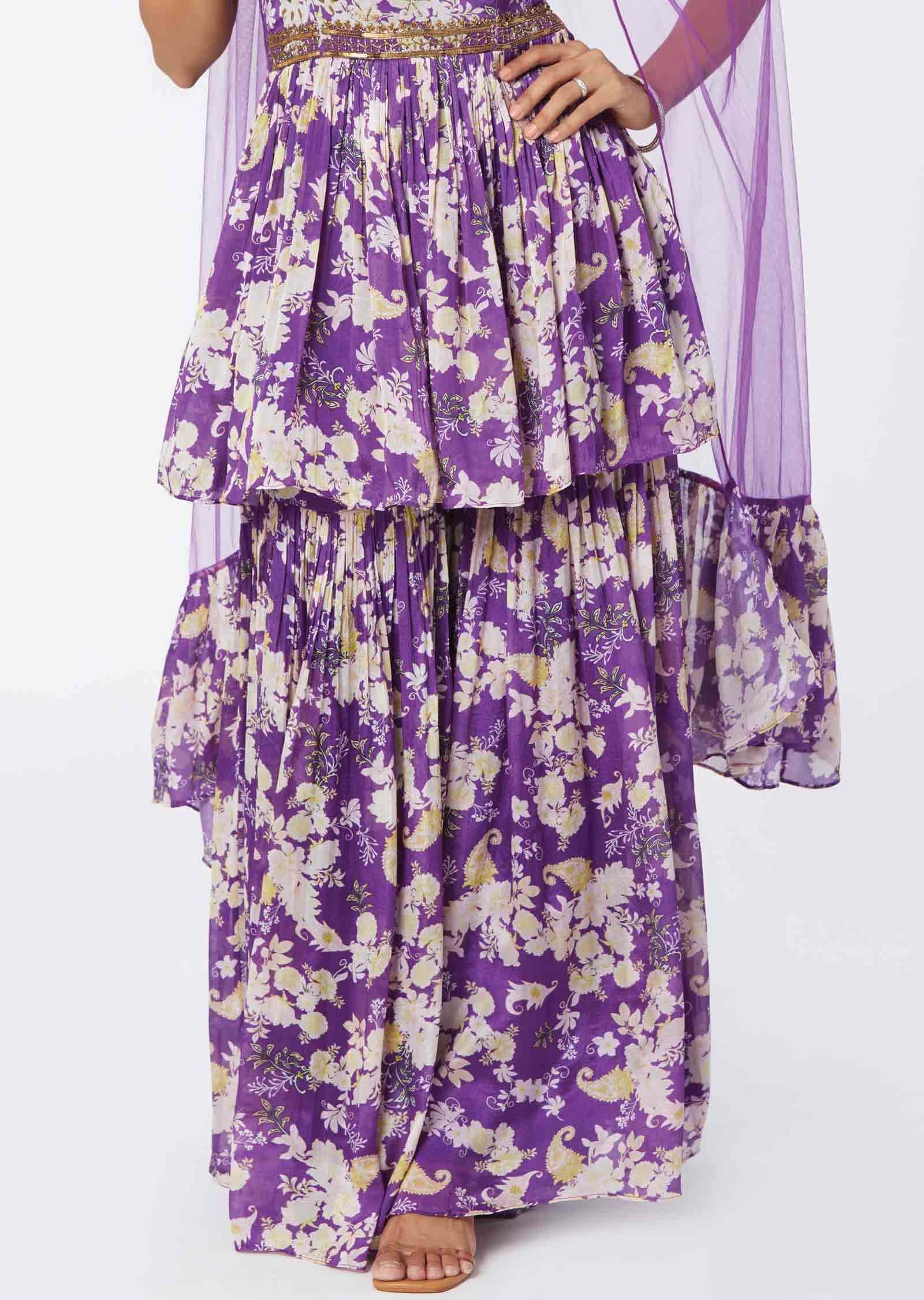 Purple Chinnon Sharara Gharara