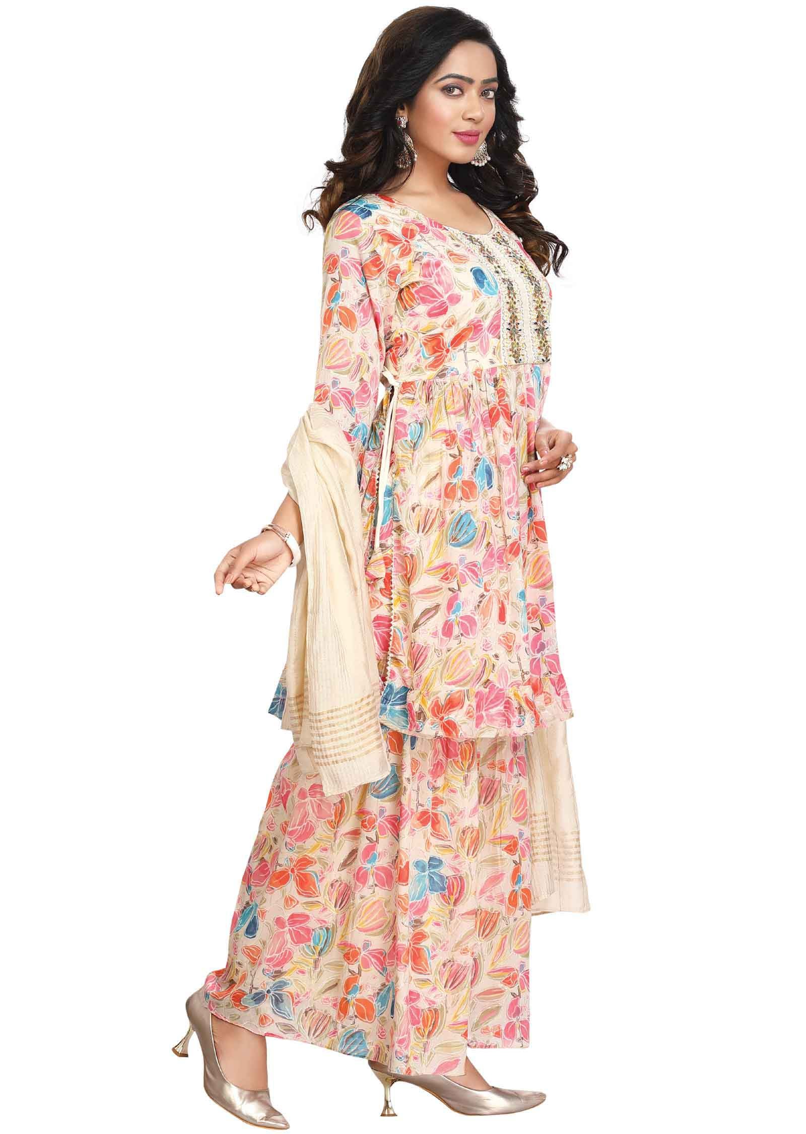 Cream Cotton Sharara Gharara