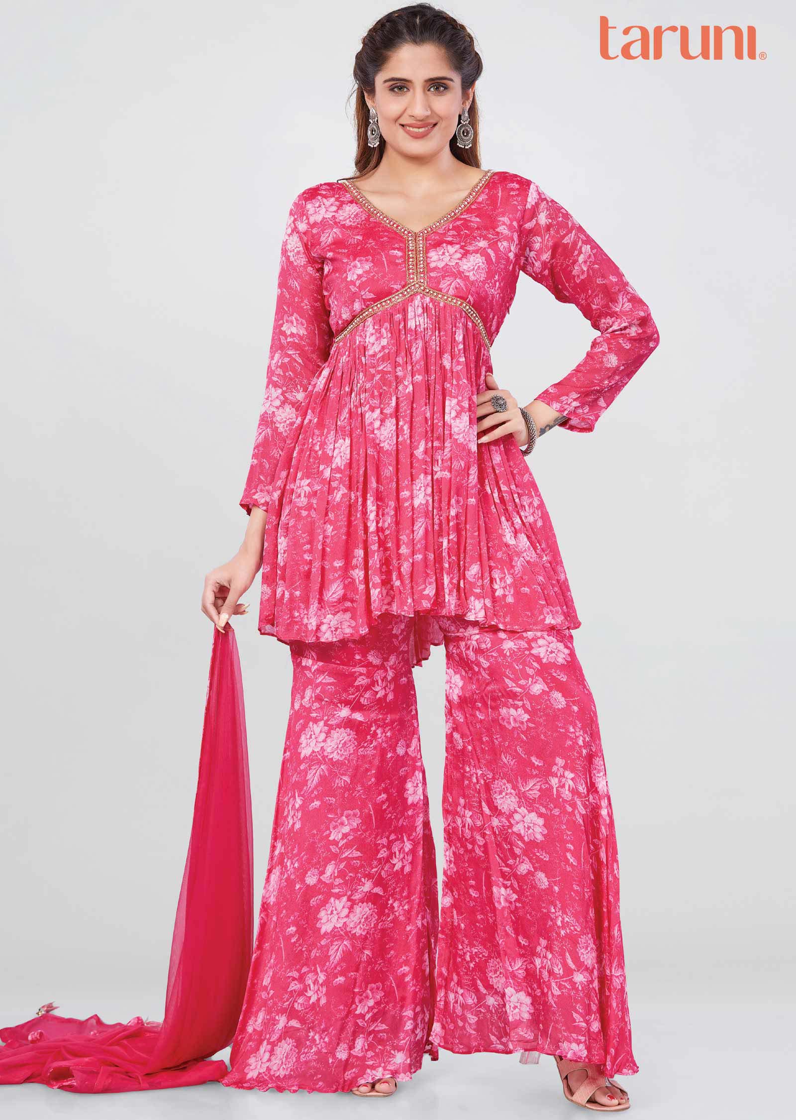 Pink Chinnon Sharara Gharara