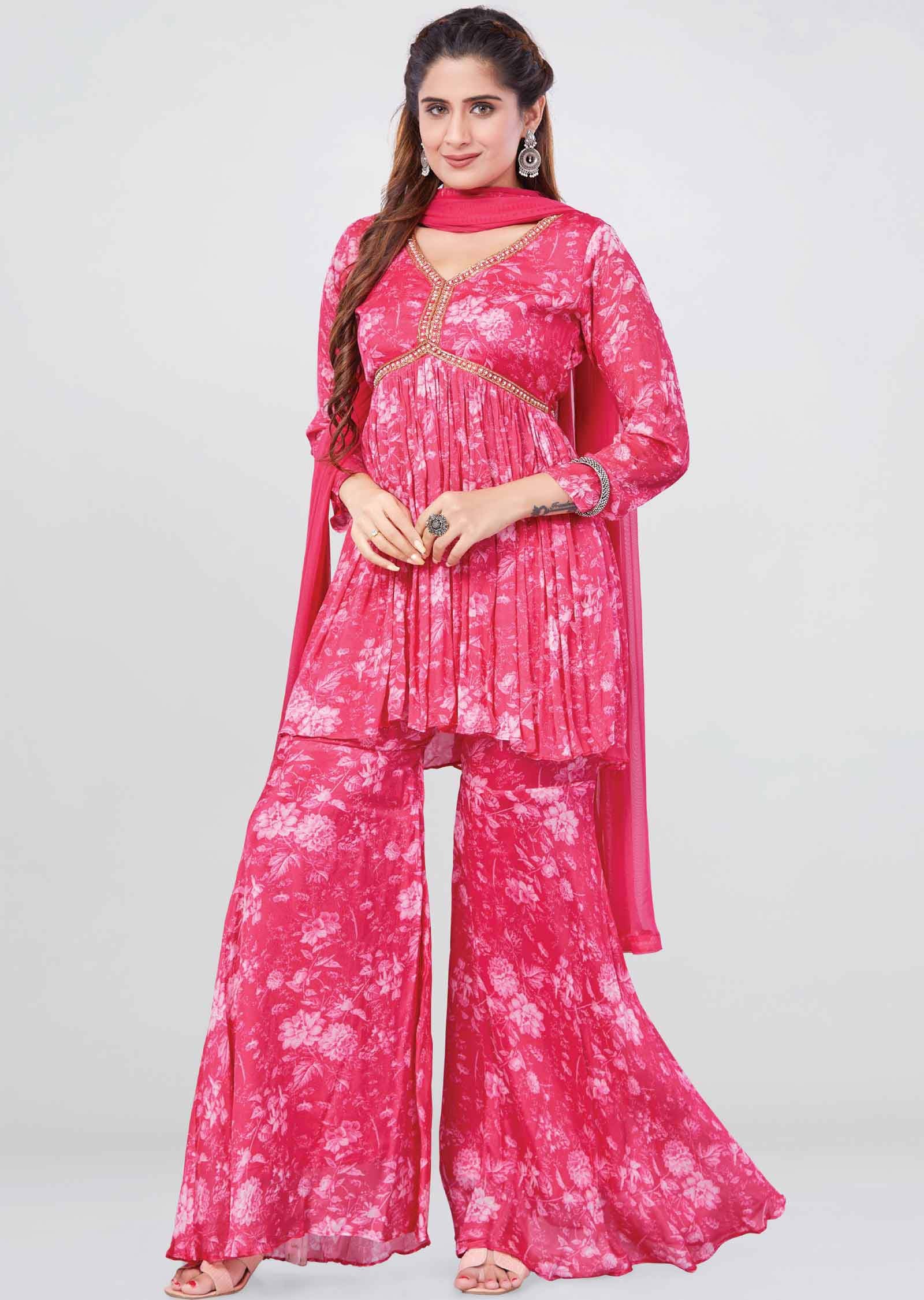 Pink Chinnon Sharara Gharara