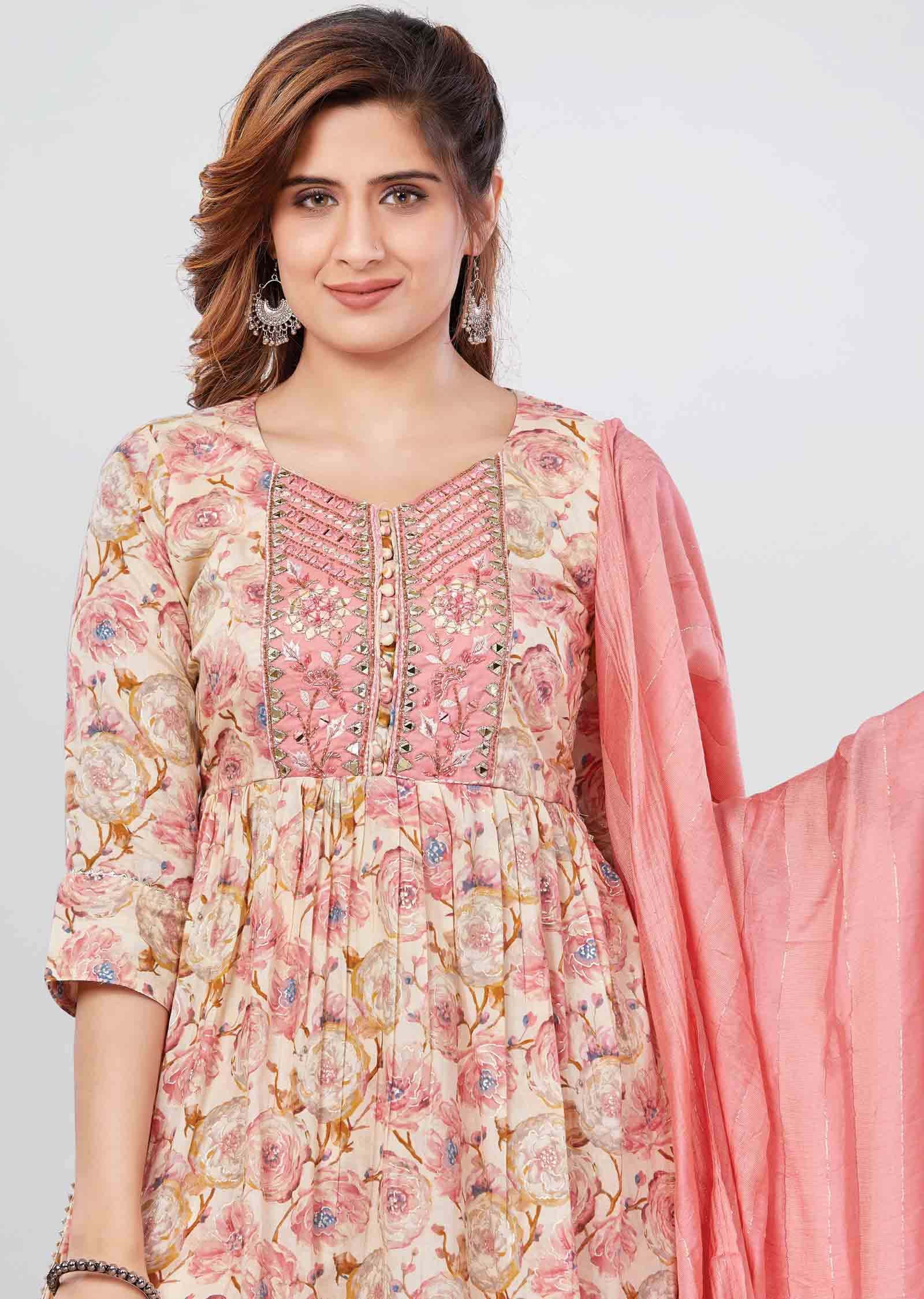 Beige Cotton Sharara Gharara