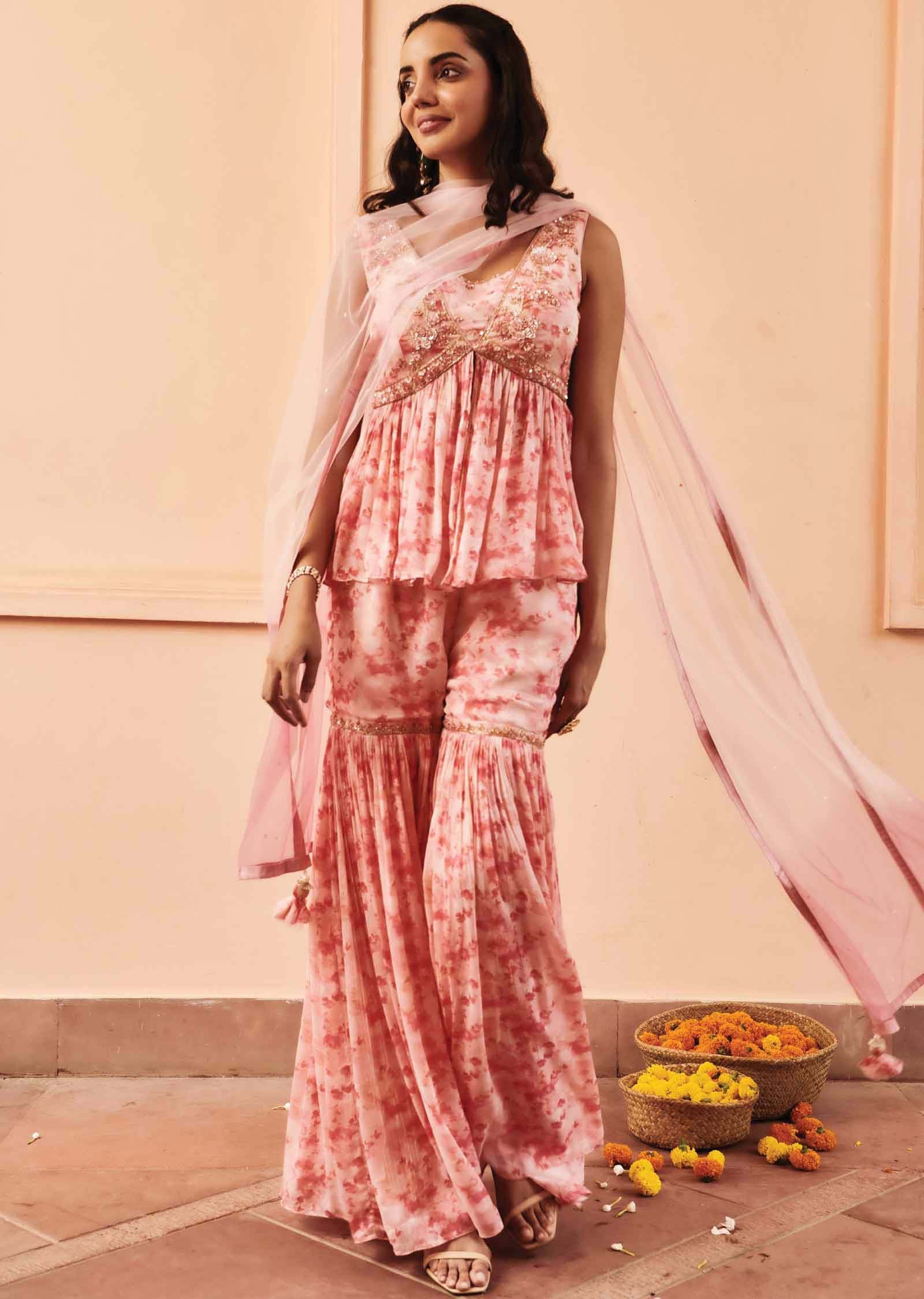 Pink Chinnon Sharara Gharara