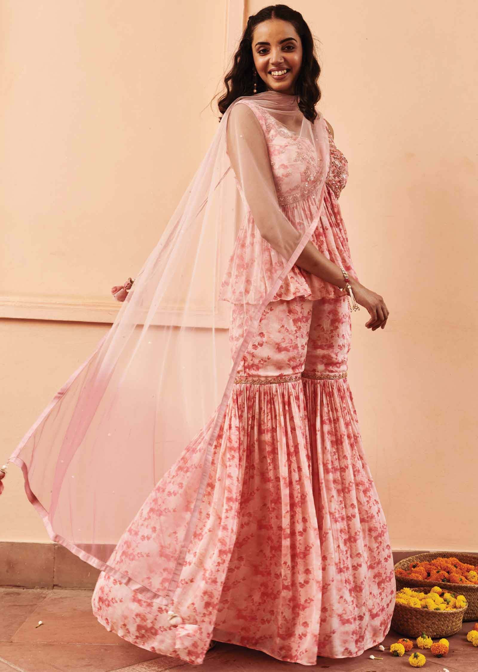 Pink Chinnon Sharara Gharara