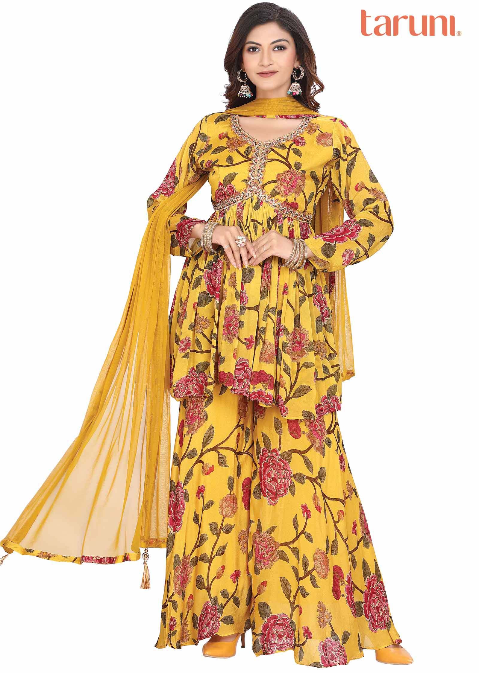 Yellow Chinnon Sharara Gharara