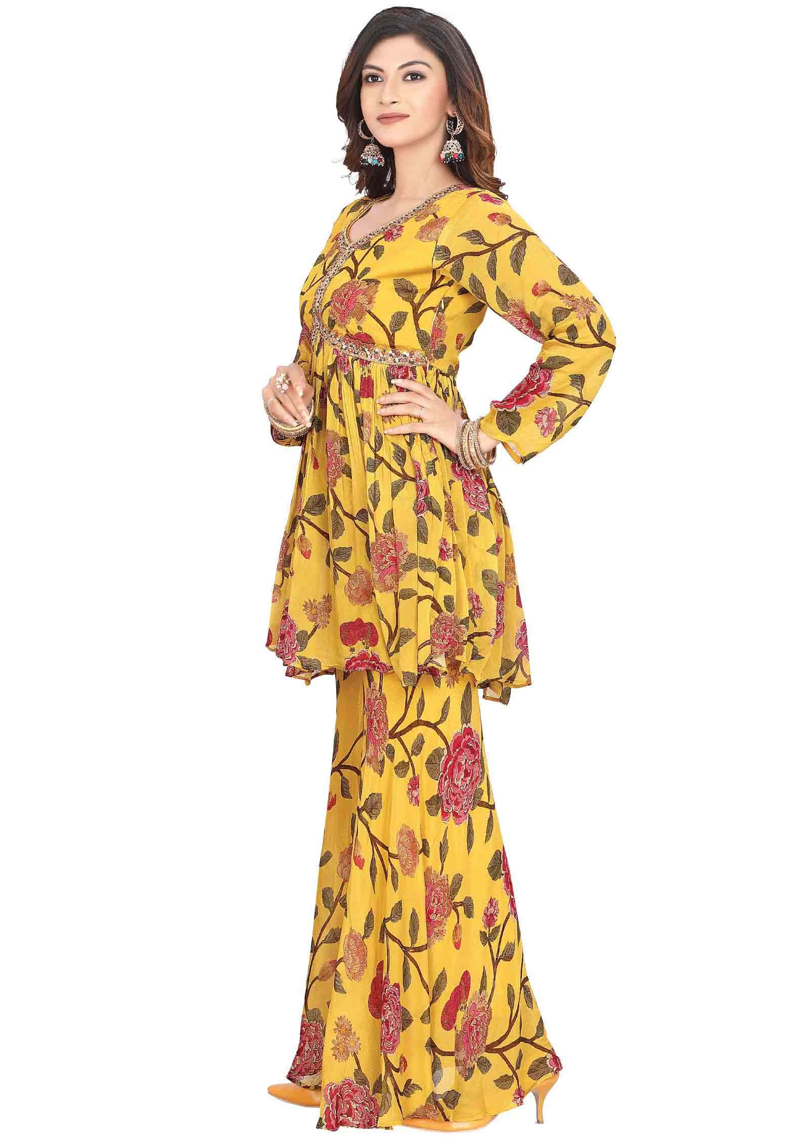 Yellow Chinnon Sharara Gharara