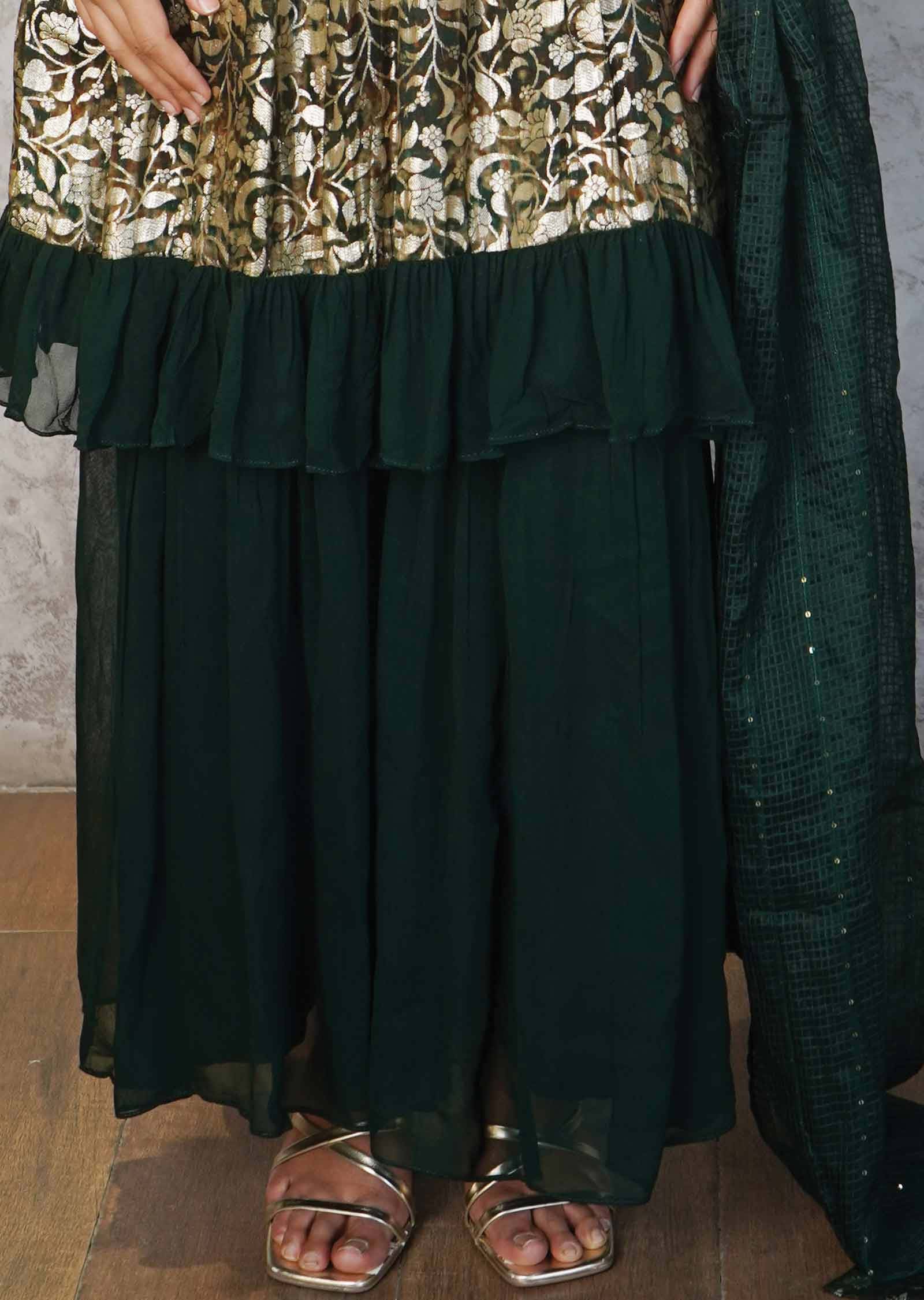 Green Banaras Alia cut Sharara Gharara