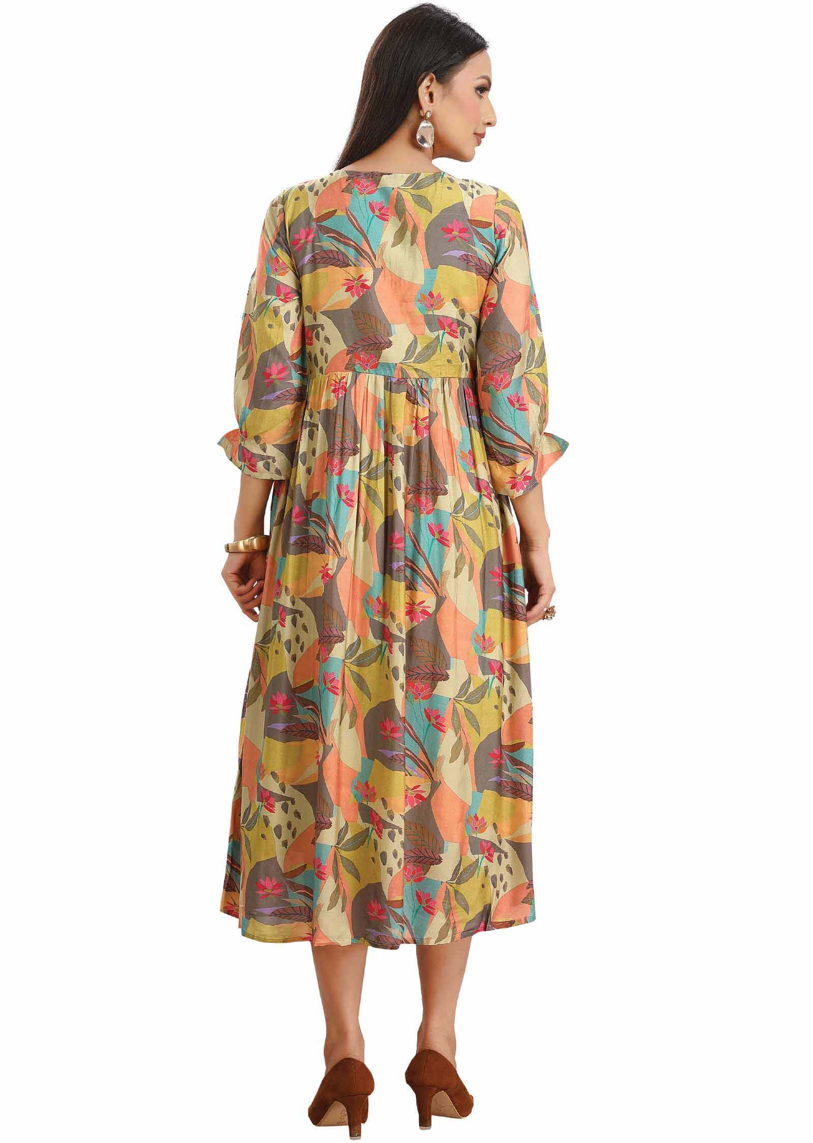 Multi Color Muslin Kurti Frock Style