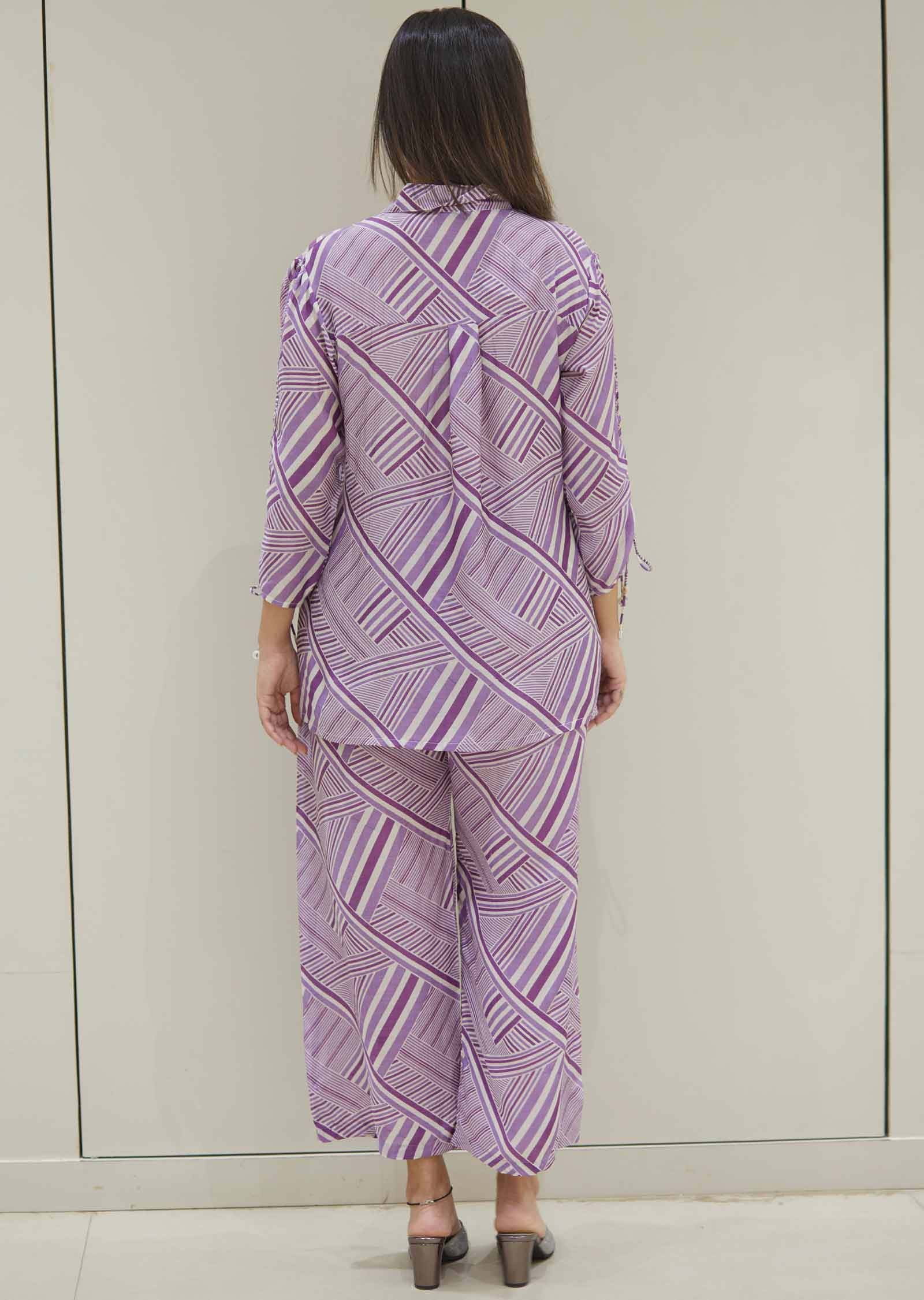 Purple Muslin Printed Co-Ord Set