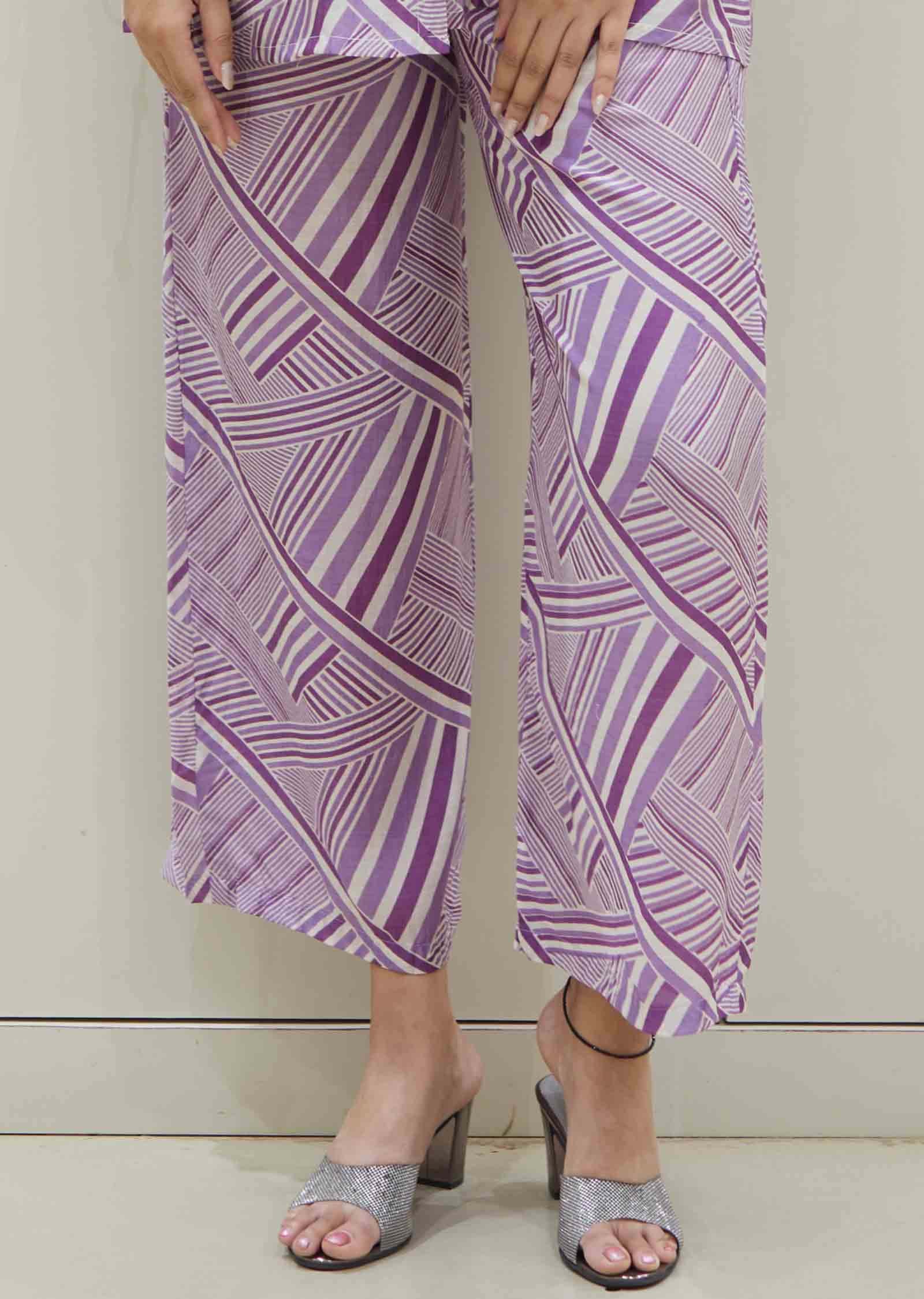 Purple Muslin Printed Co-Ord Set