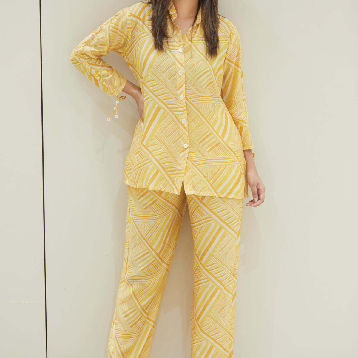 Yellow Muslin Printed Co-Ord Set