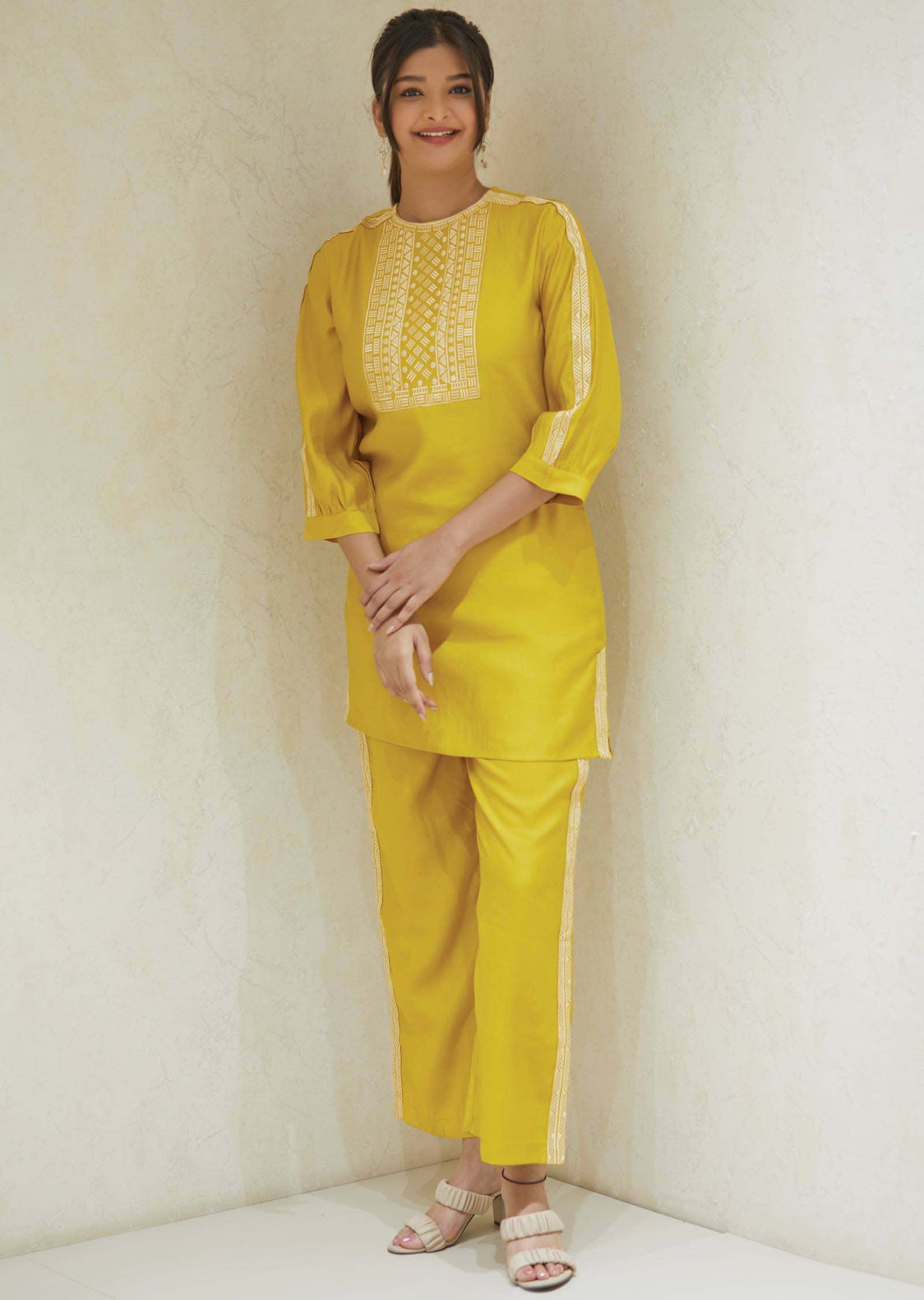 Yellow Soft Silk Co-Ord Set