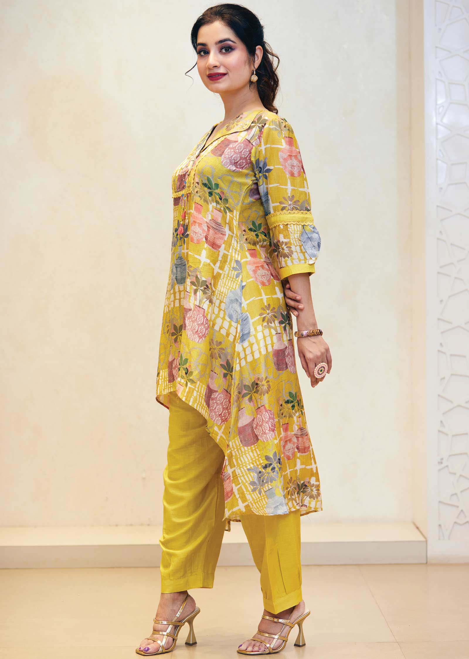 Yellow Linen Silk Co-Ord Set