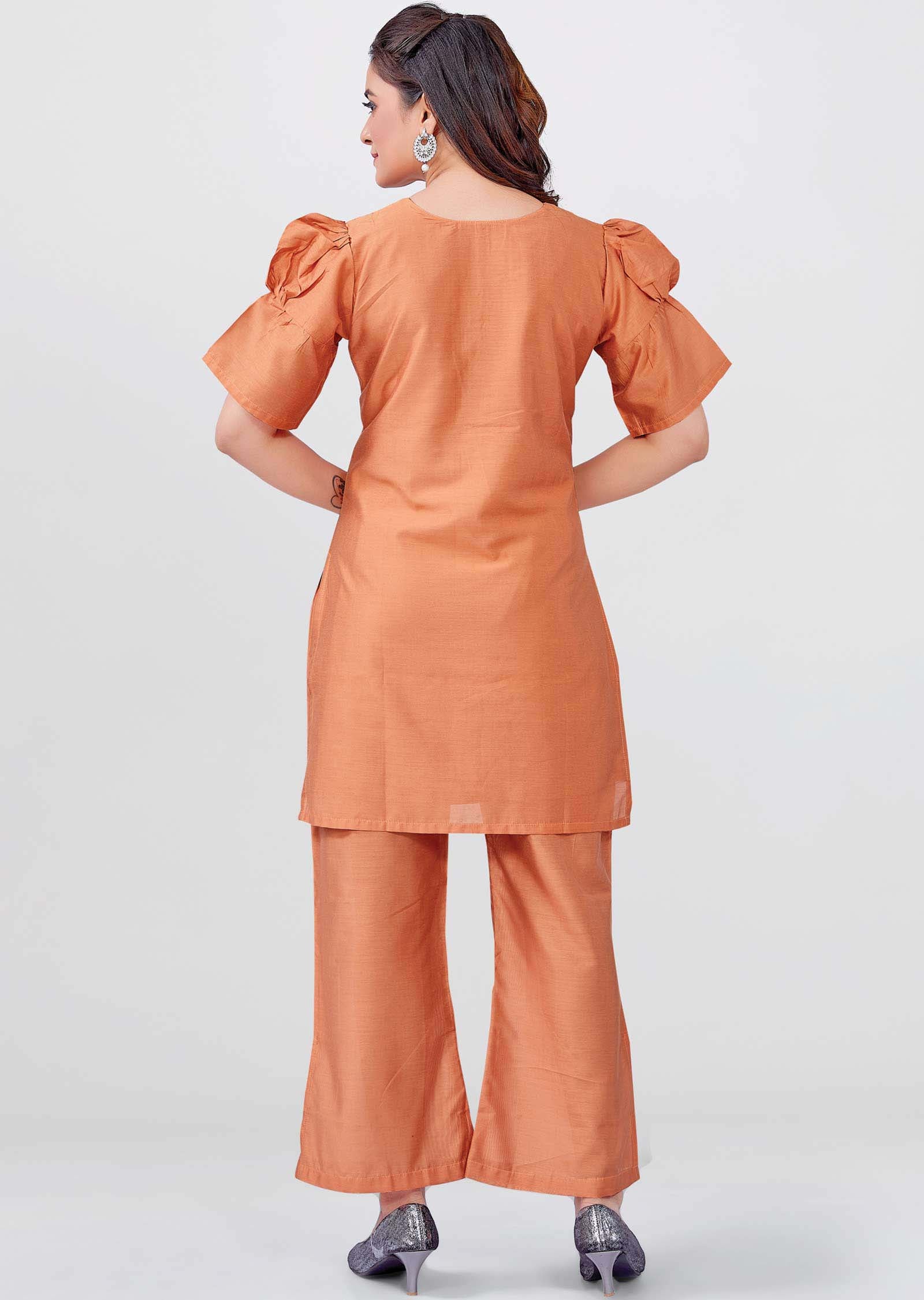 Light Orange Chanderi Mirror work Co-Ord Set