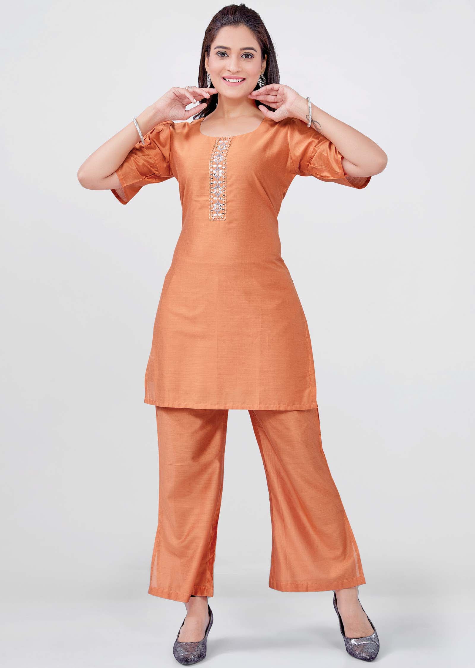 Orange Chanderi Co-Ord Set