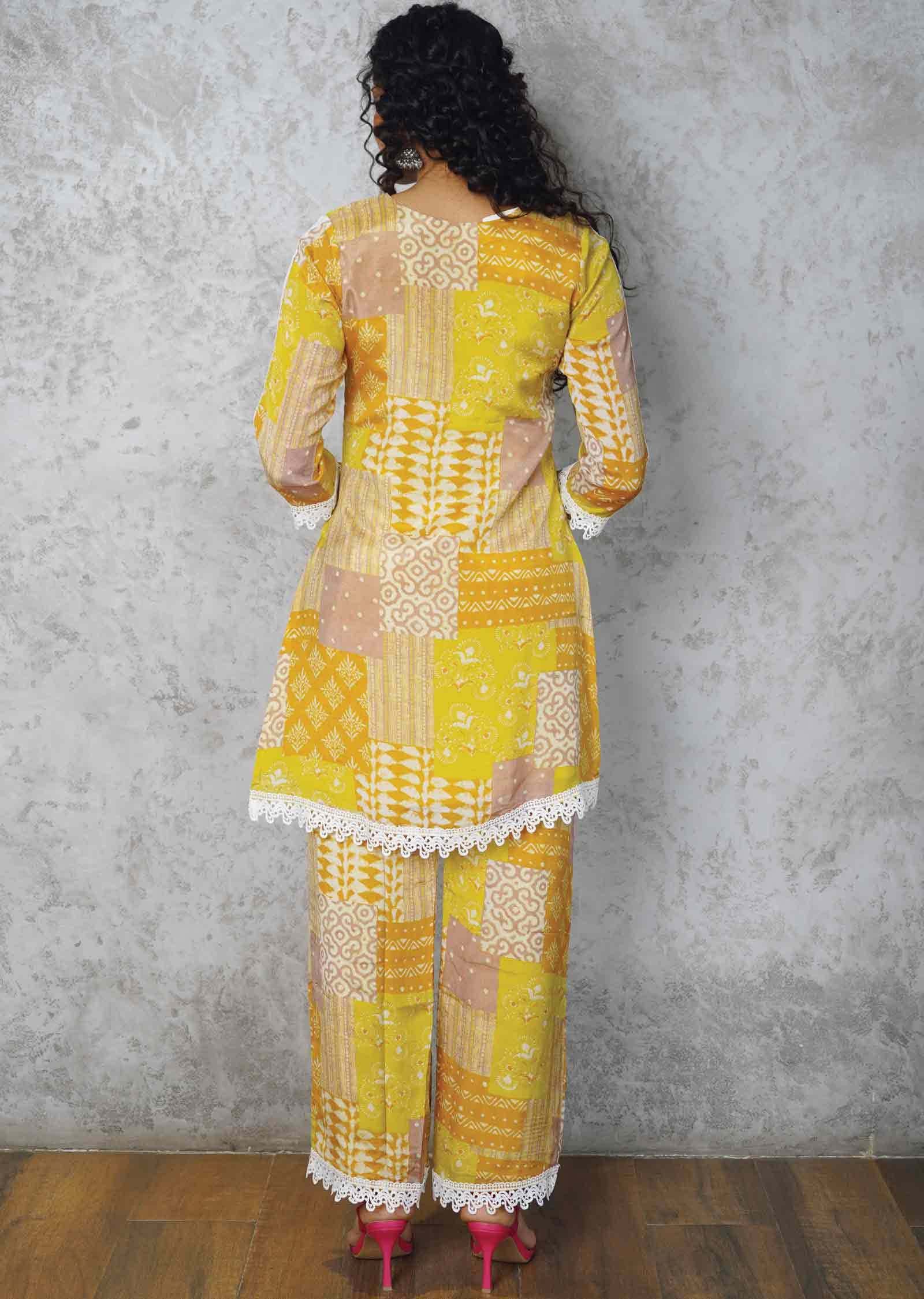 Yellow Chinnon Printed Co-Ord Set