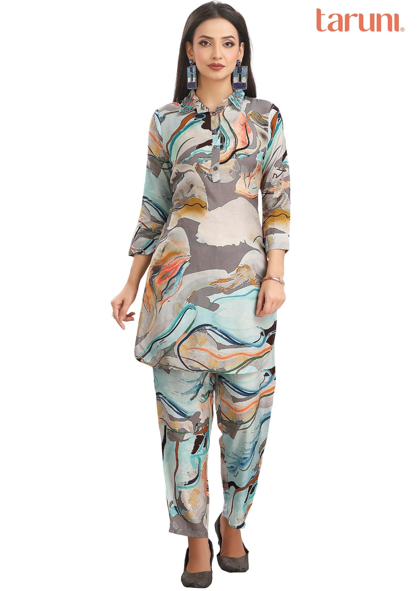 Multi color Muslin Printed Co-Ord Set