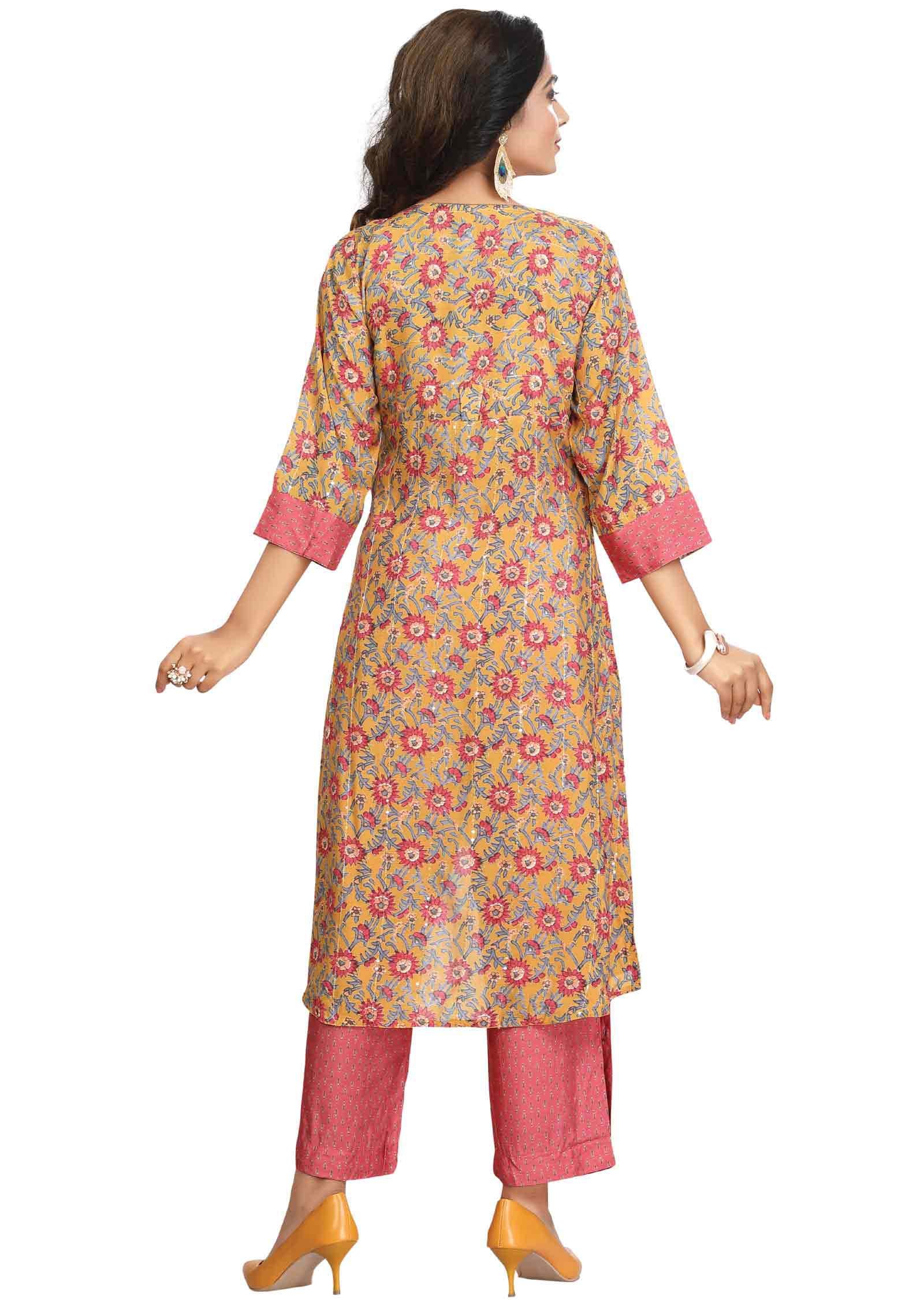 Yellow Muslin Kurti Sets