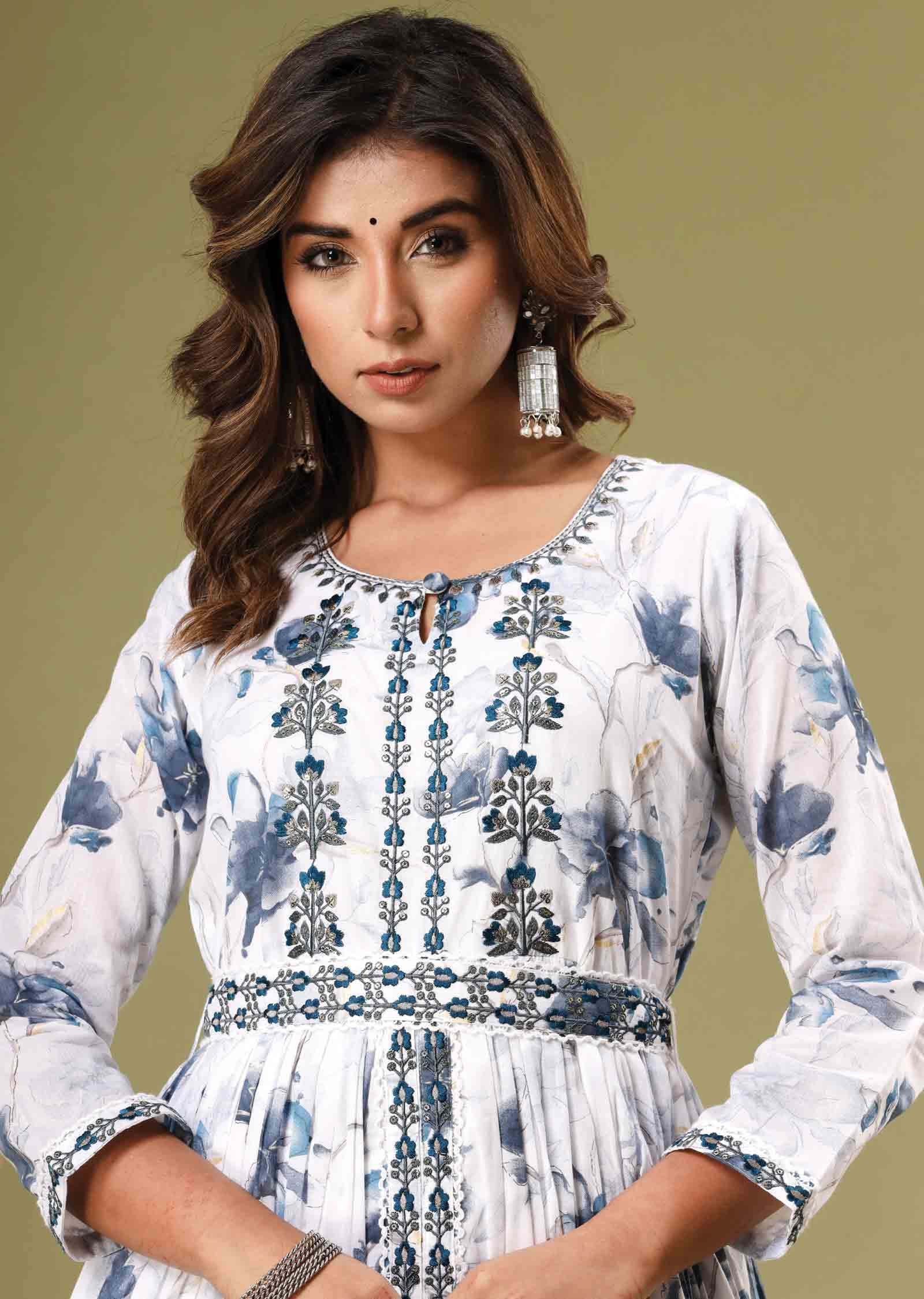 White Cotton Kurti Sets