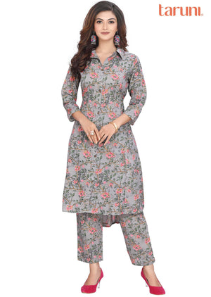 Light grey Cotton Kurti Sets