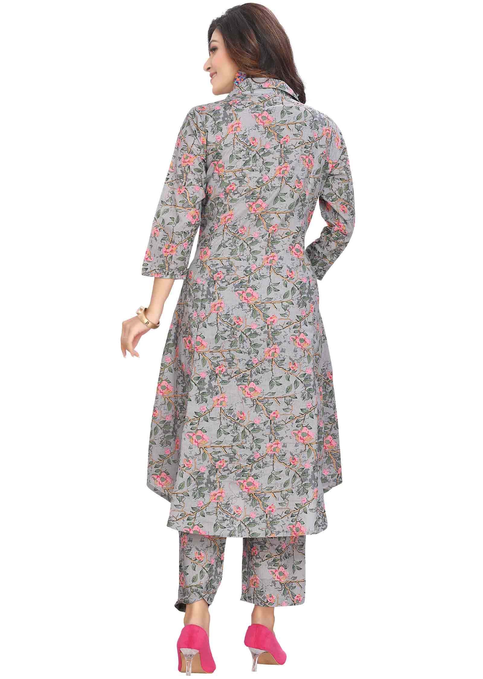 Light grey Cotton Kurti Sets