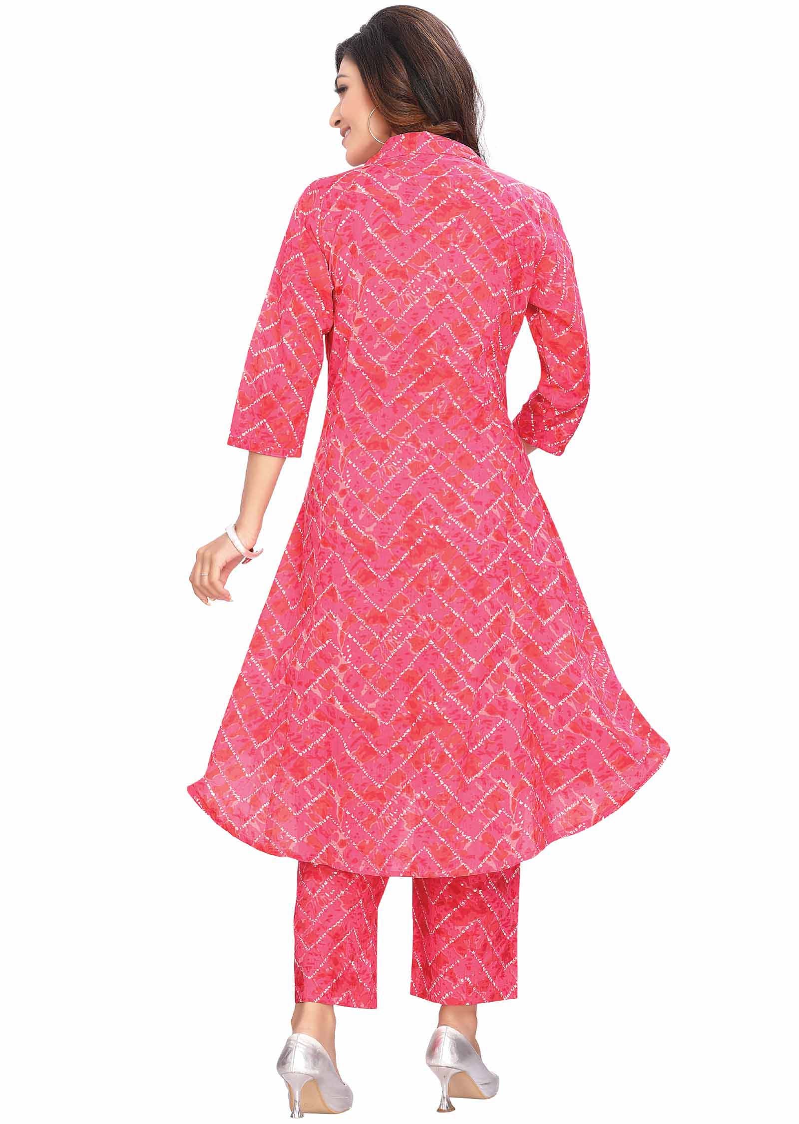 Pink Cotton Kurti Sets