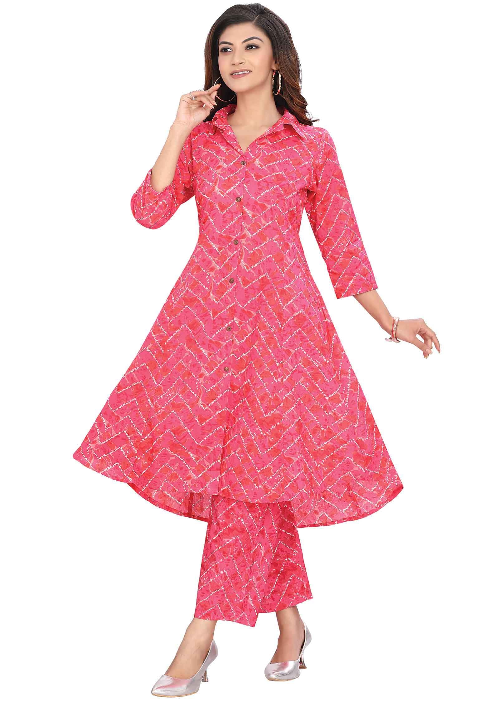 Pink Cotton Kurti Sets