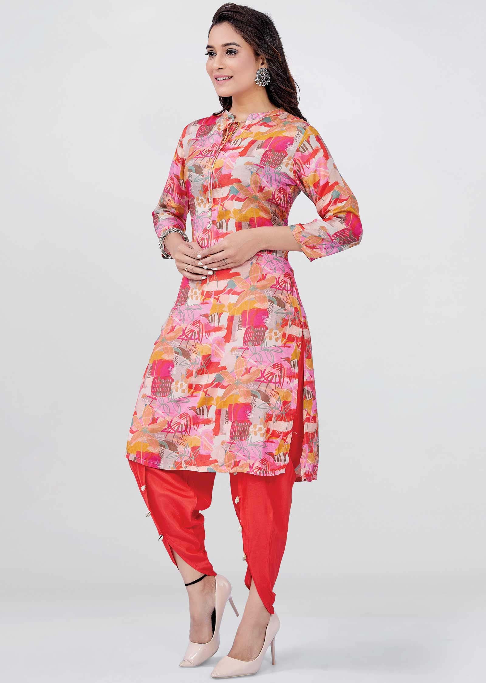 Pink Muslin Kurti Sets