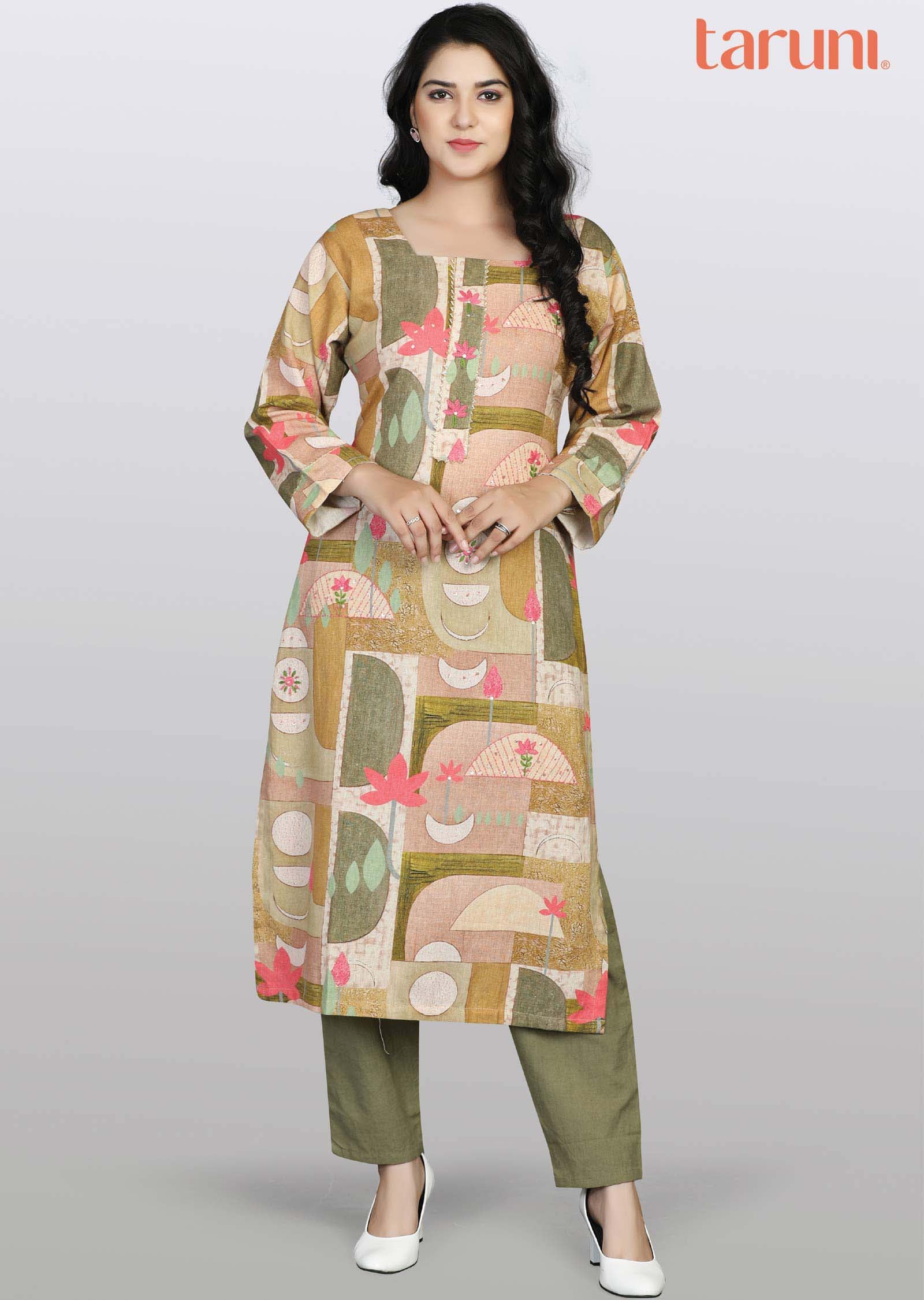 Brown Cotton Kurti Sets